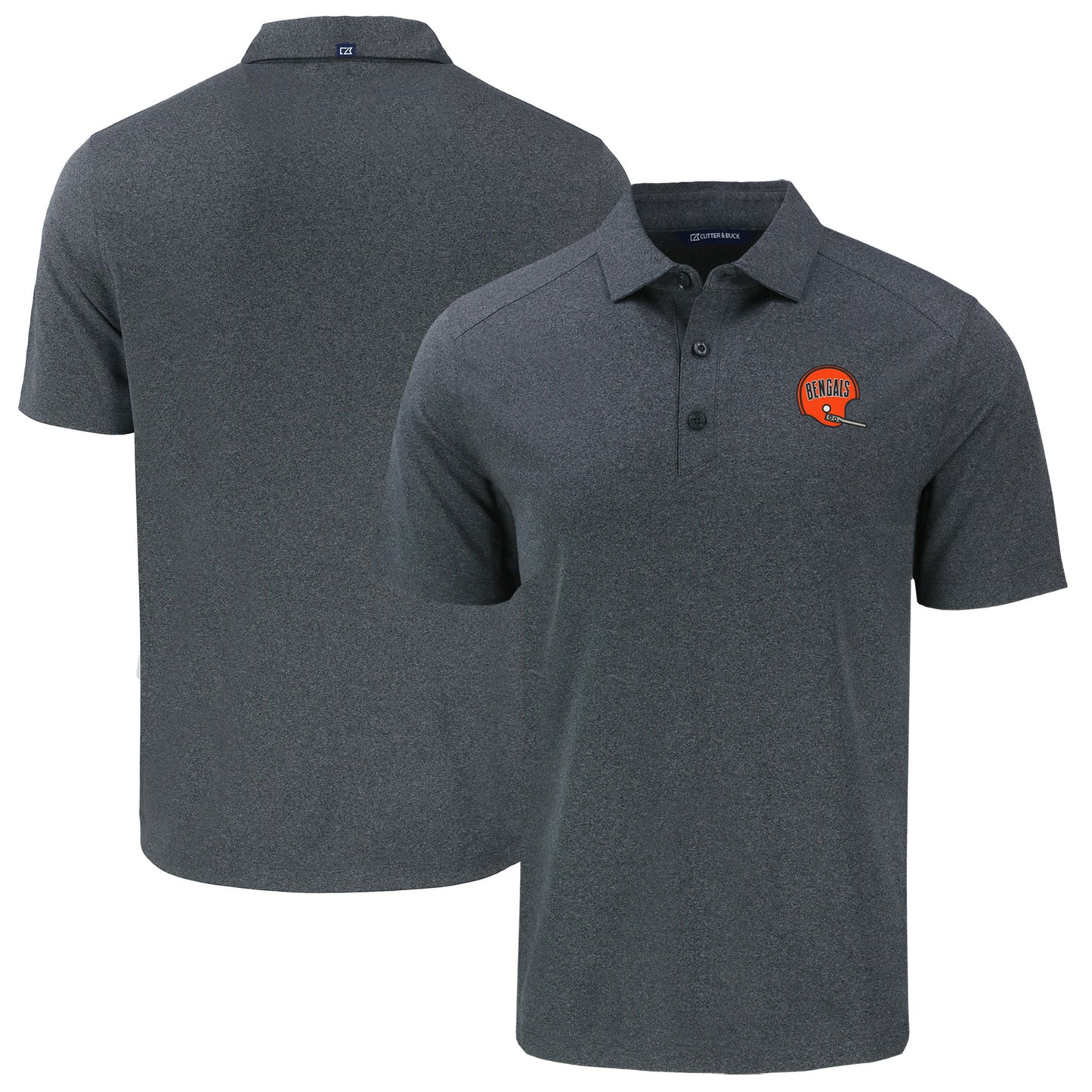 Men's Cutter & Buck Heather Black Cincinnati Bengals Throwback Big & Tall Forge Eco Stretch Recycled Polo