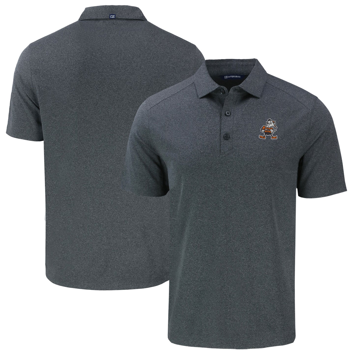 Men's Cutter & Buck Heather Black Cleveland Browns Throwback Big & Tall Forge Eco Stretch Recycled Polo