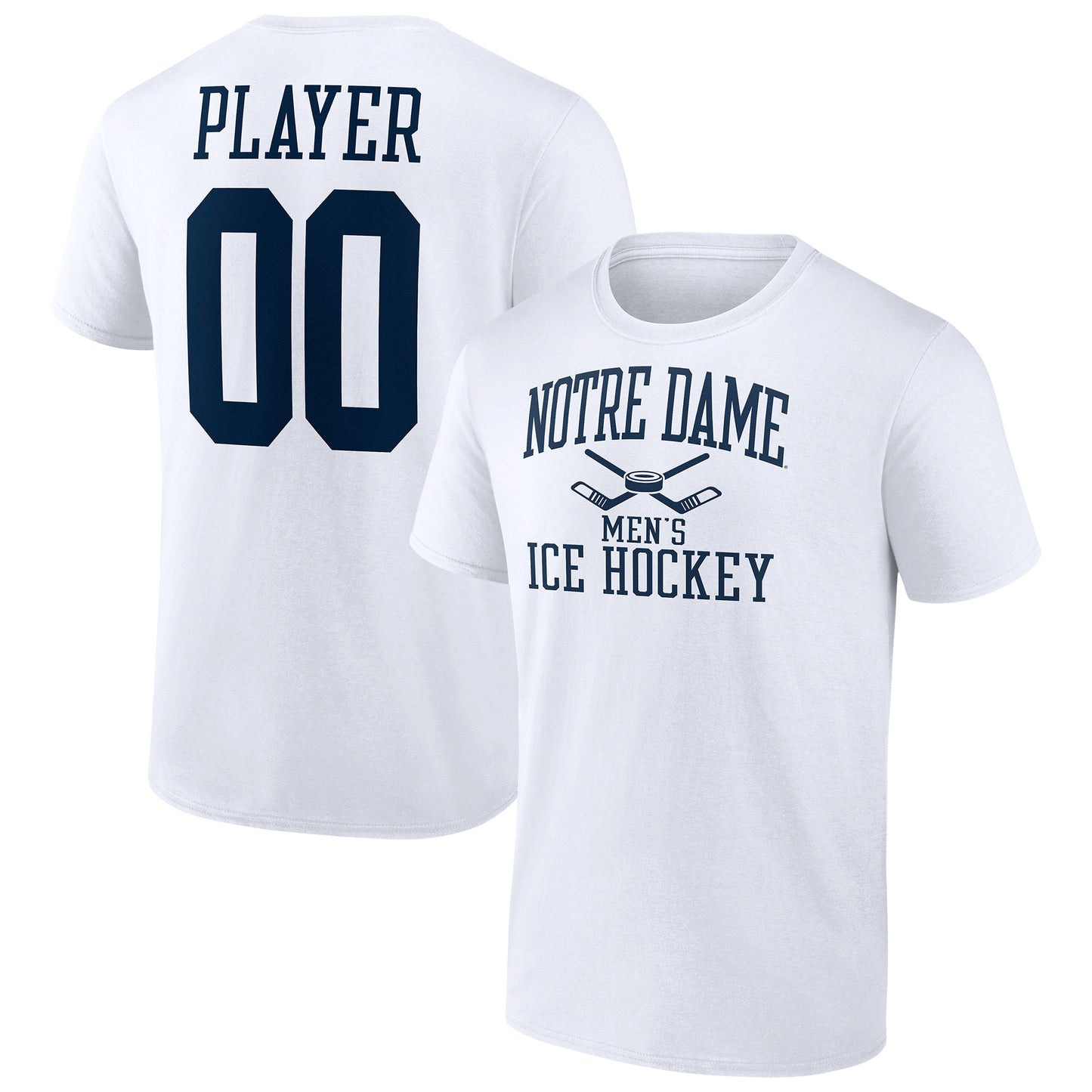 Men's White Notre Dame Fighting Irish Men's Ice Hockey Pick-A-Player NIL Gameday Tradition T-Shirt