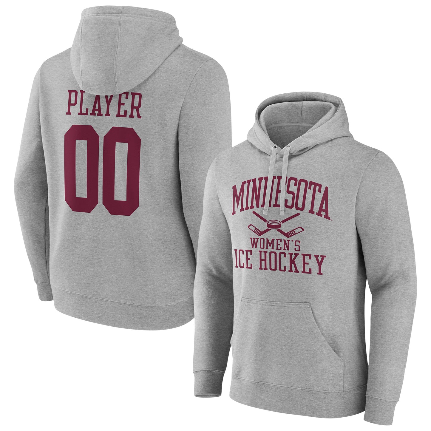Men's Gray Minnesota Golden Gophers Women's Ice Hockey Pick-A-Player NIL Gameday Tradition Pullover Hoodie