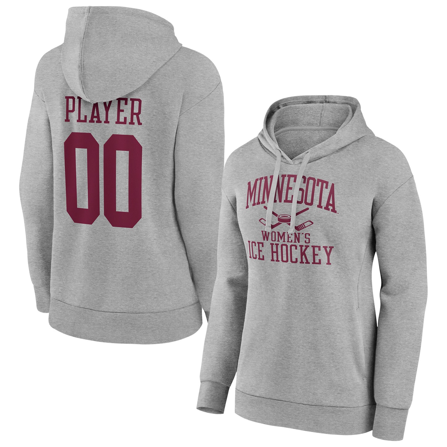 Women's Gray Minnesota Golden Gophers Women's Ice Hockey Pick-A-Player NIL Gameday Tradition Pullover Hoodie