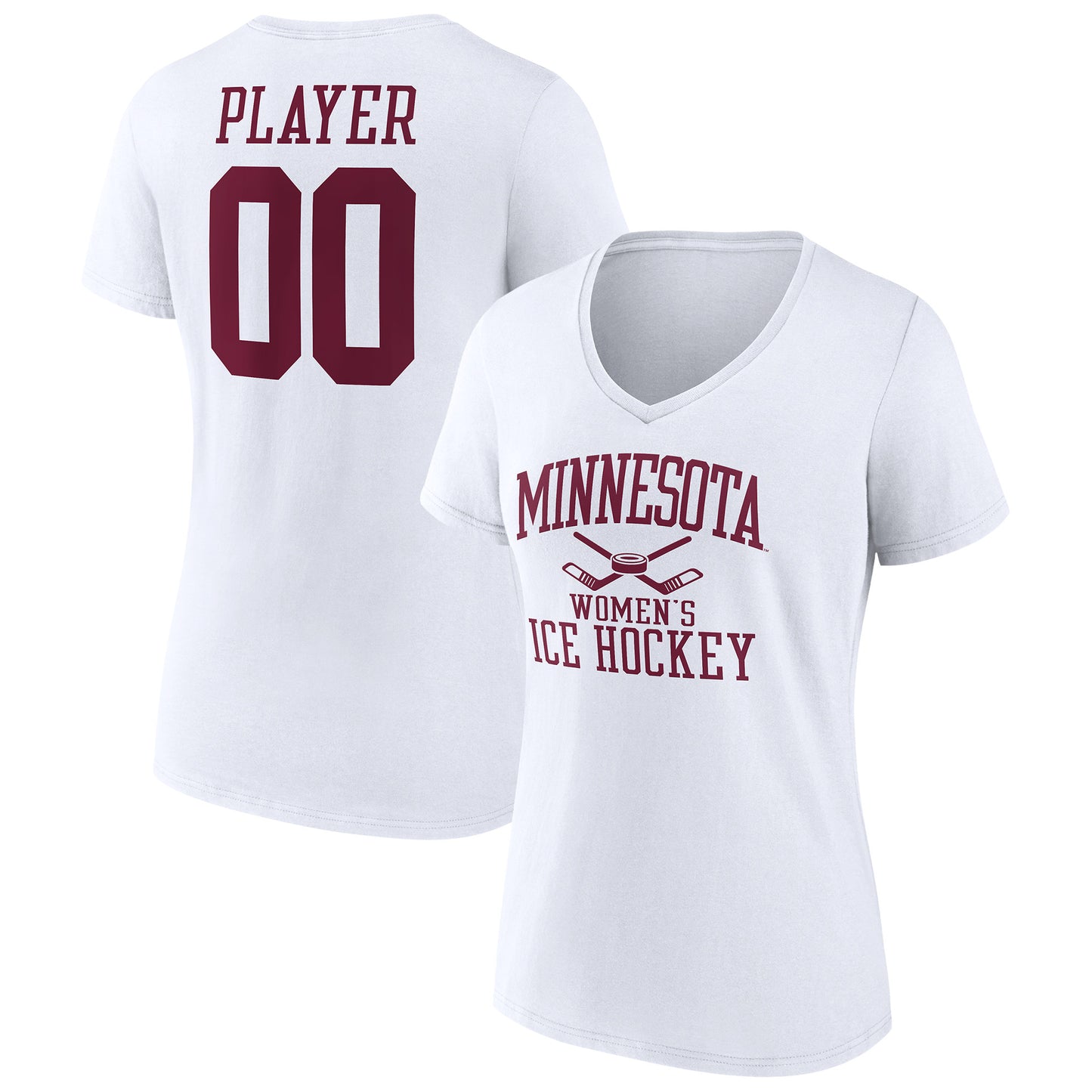 Women's White Minnesota Golden Gophers Women's Ice Hockey Pick-A-Player NIL Gameday Tradition V-Neck T-Shirt