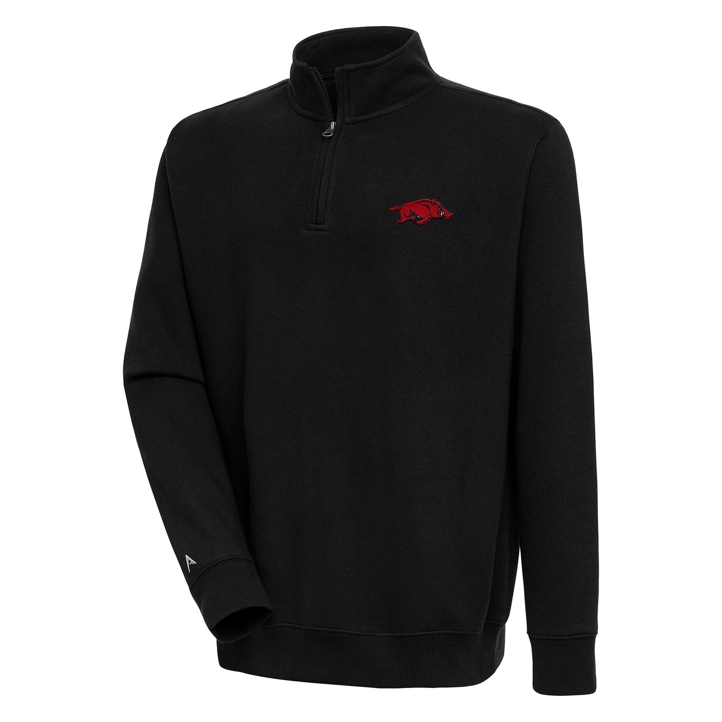 Men's Antigua Black Arkansas Razorbacks Victory Quarter-Zip Pullover Top