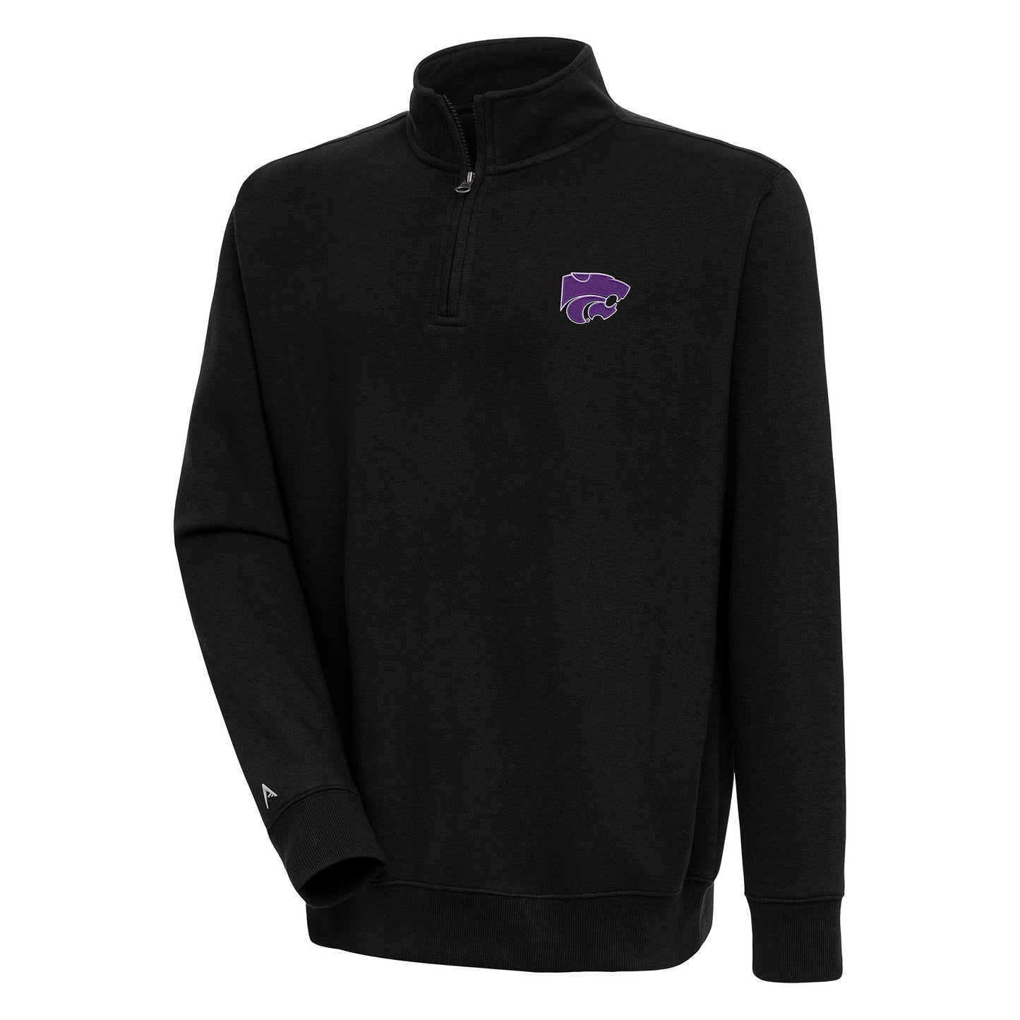 Men's Antigua Black Kansas State Wildcats Victory Quarter-Zip Pullover Top