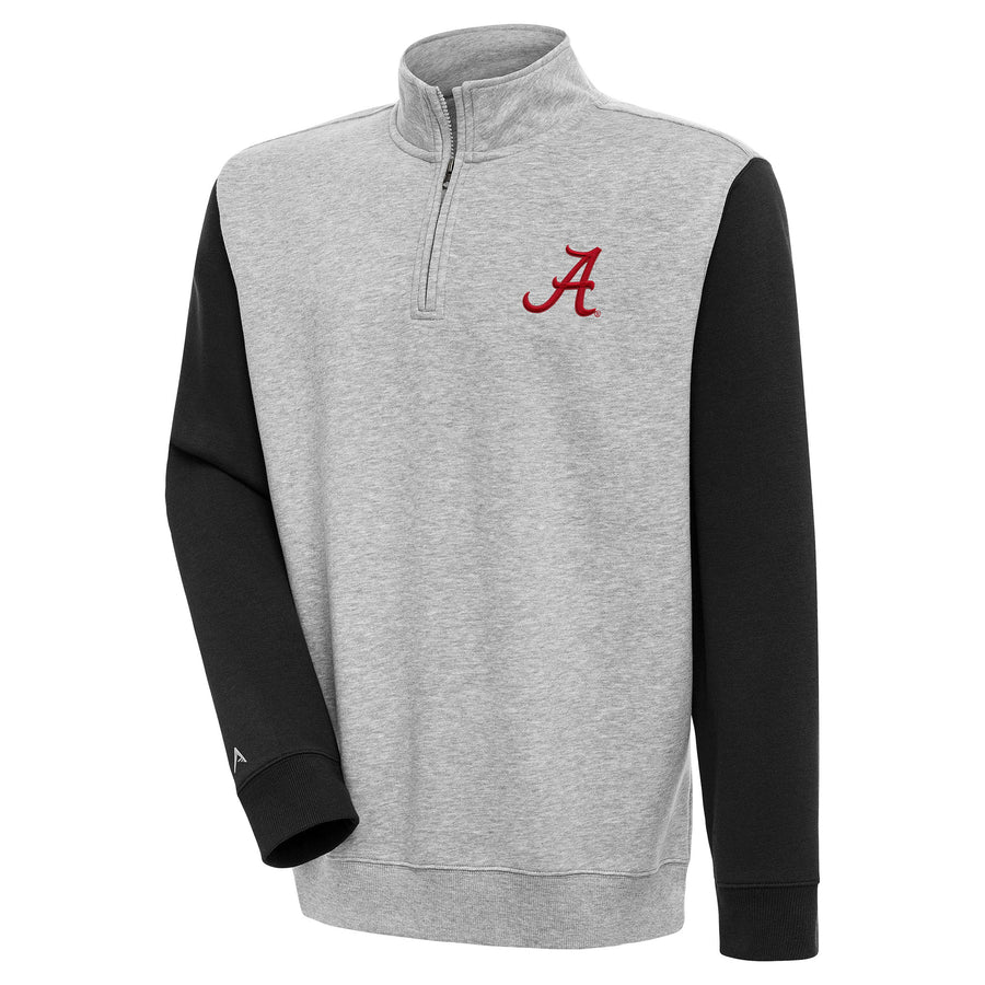 Men's Antigua Heather Gray Alabama Crimson Tide Victory Quarter-Zip Pullover Top