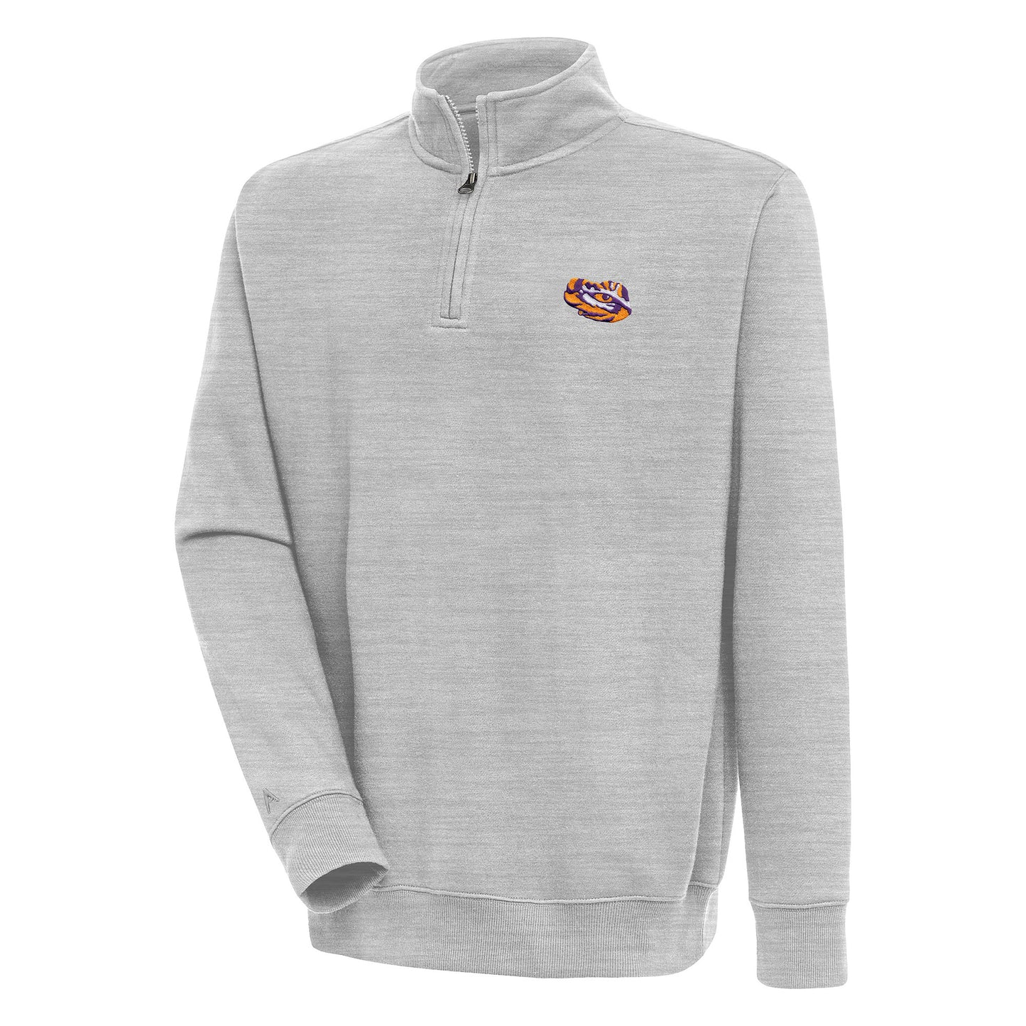 Men's Antigua Heather Gray LSU Tigers Victory Quarter-Zip Pullover Top
