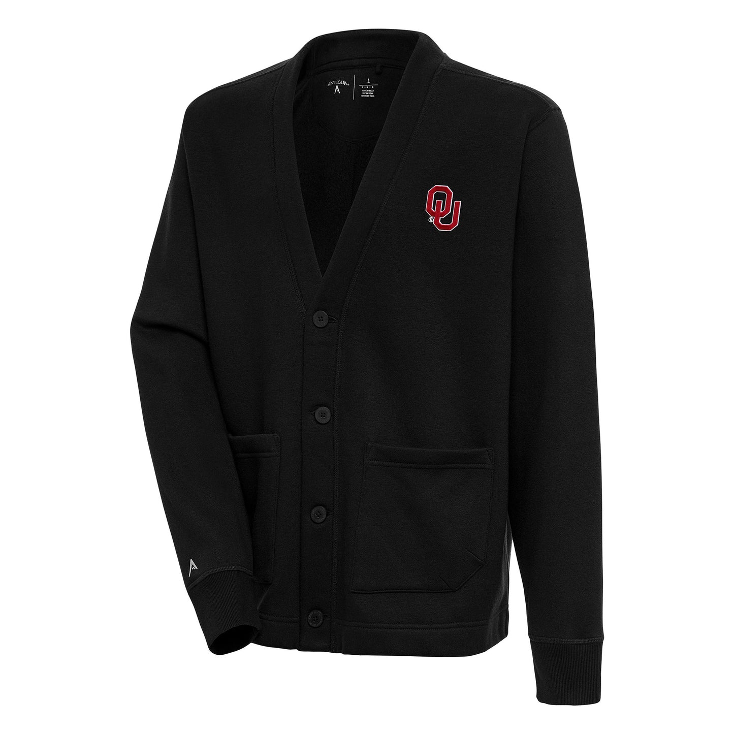Men's Antigua Black Oklahoma Sooners Victory Cardigan