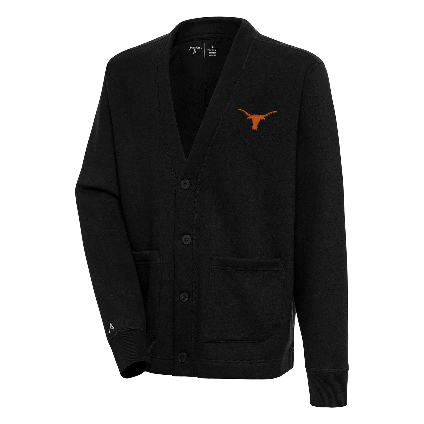 Men's Antigua Black Texas Longhorns Victory Cardigan