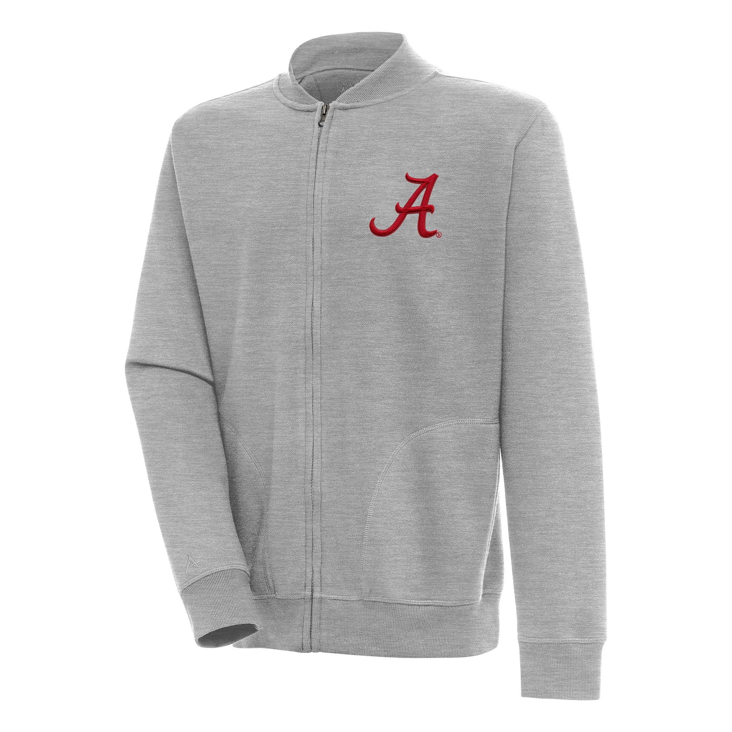 Men's Antigua Heather Gray Alabama Crimson Tide Victory Full-Zip Jacket