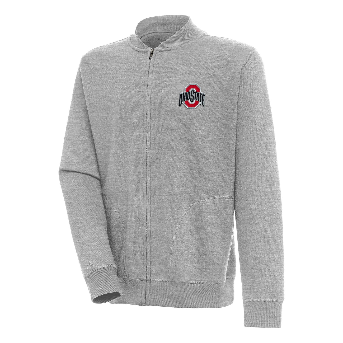 Men's Antigua Heather Gray Ohio State Buckeyes Victory Full-Zip Jacket
