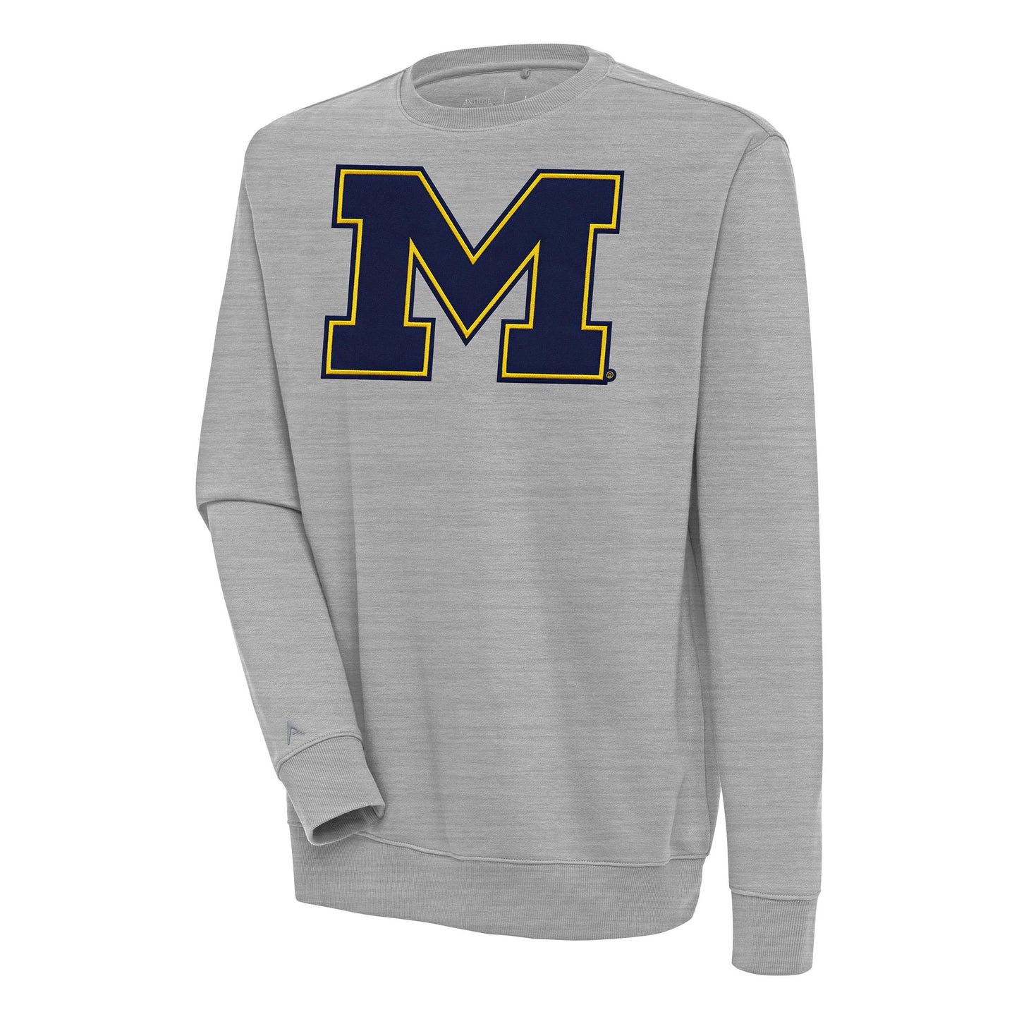 Men's Antigua Heather Gray Michigan Wolverines Victory Pullover Sweatshirt
