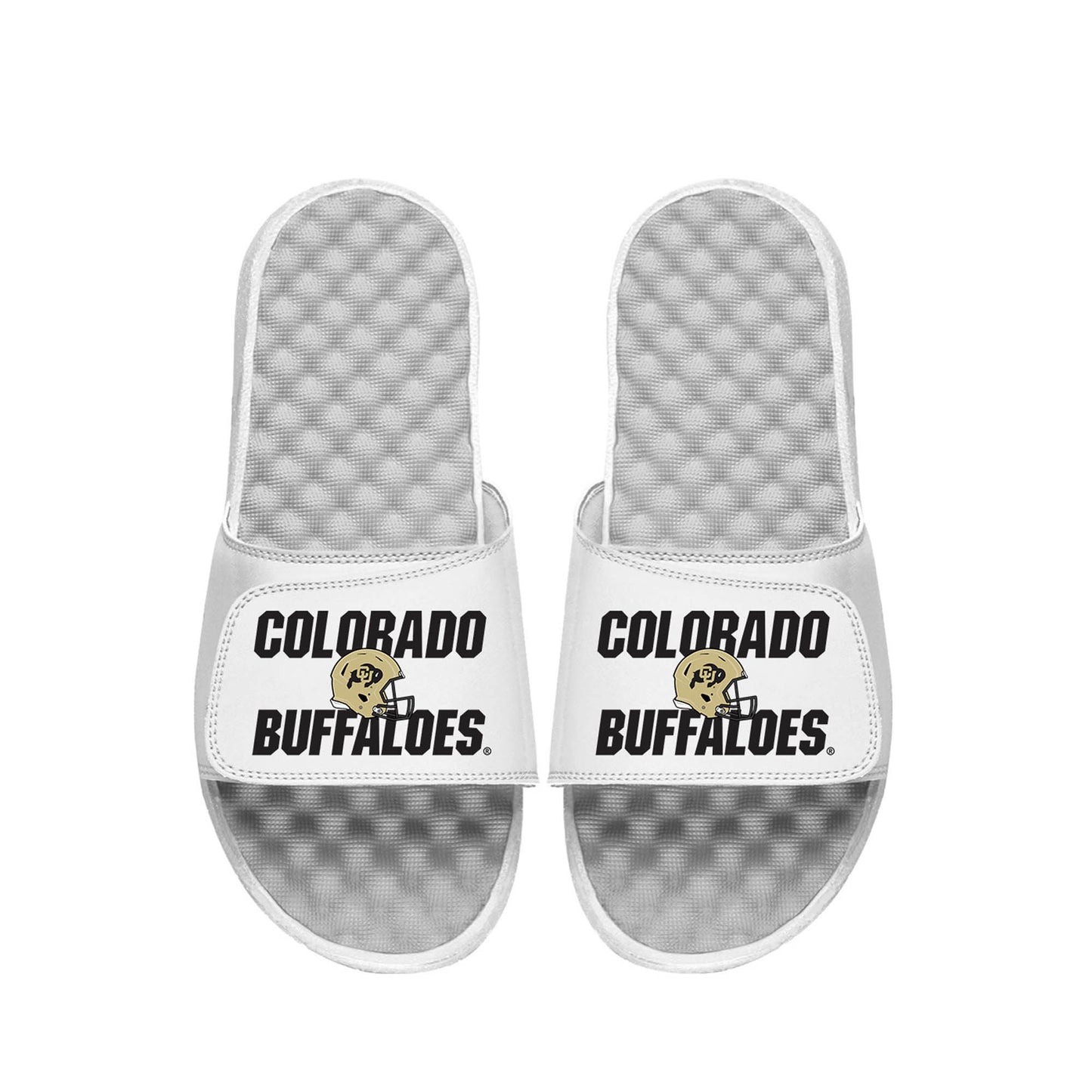 Men's ISlide White Colorado Buffaloes Helmet Stack Slide Sandals