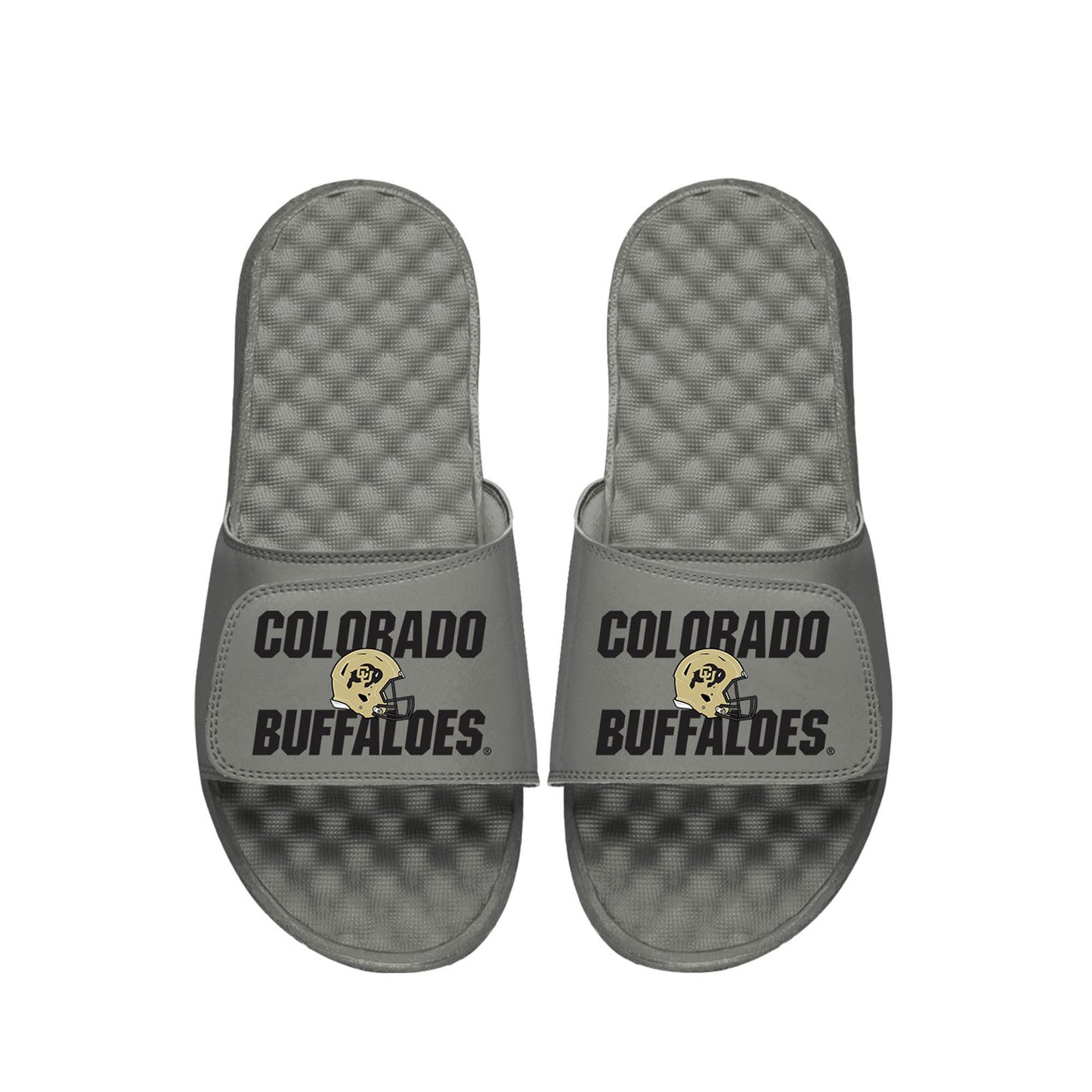 Men's ISlide Gray Colorado Buffaloes Helmet Stack Slide Sandals