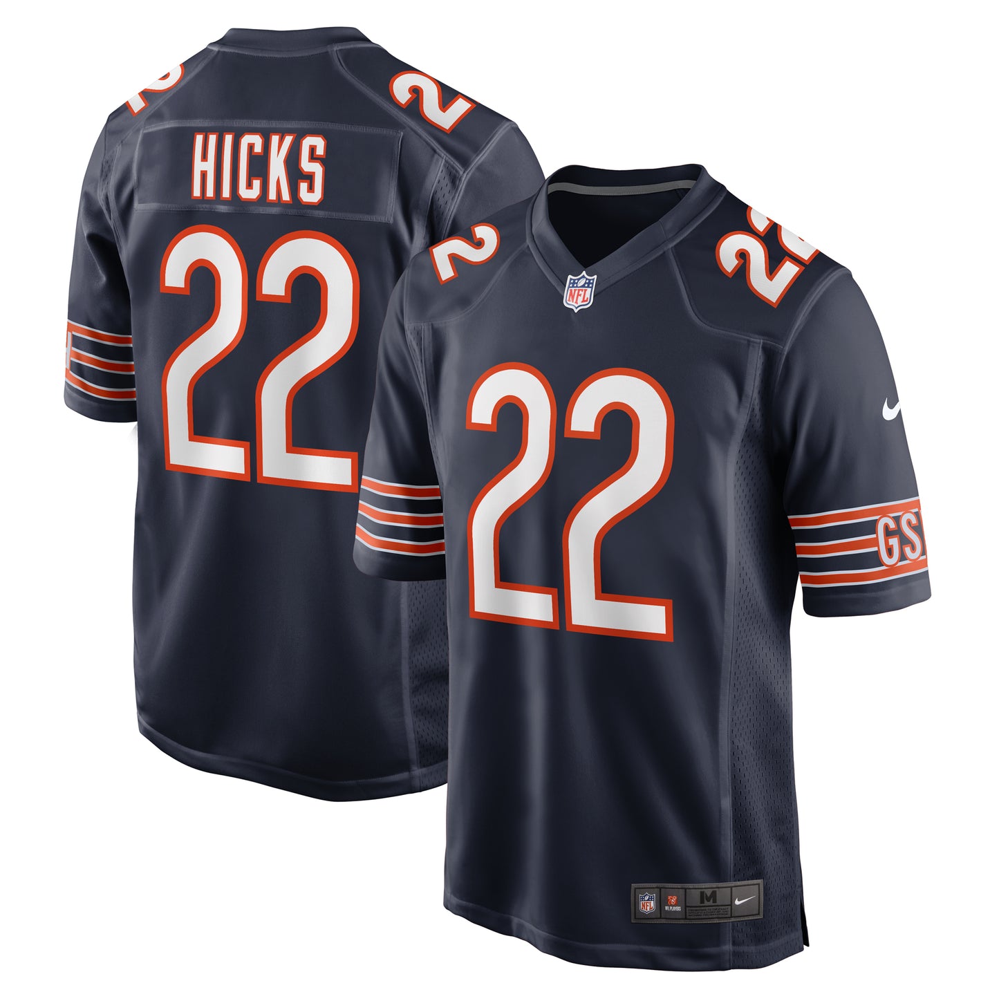 Men's Nike Elijah Hicks Navy Chicago Bears Team Game Jersey