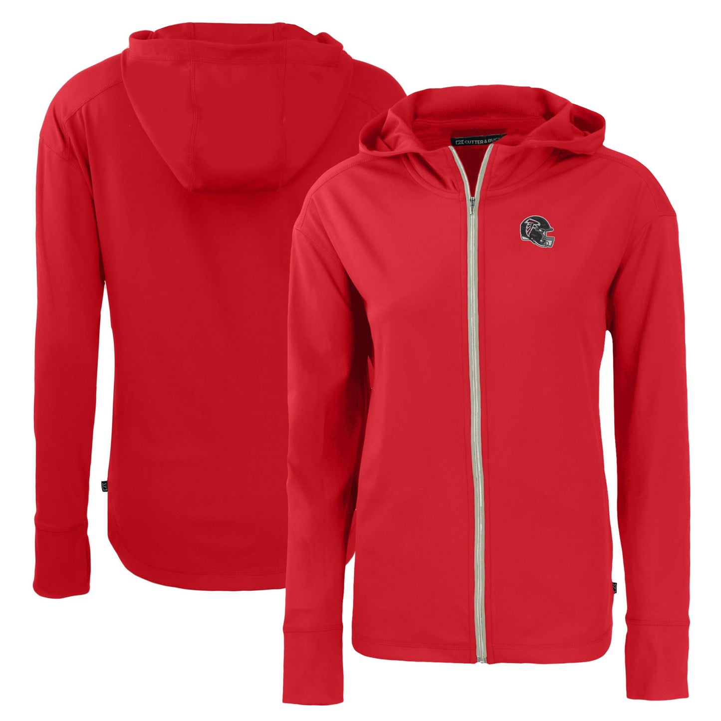 Women's Cutter & Buck Red Atlanta Falcons Helmet Daybreak Eco Recycled Full-Zip Hoodie