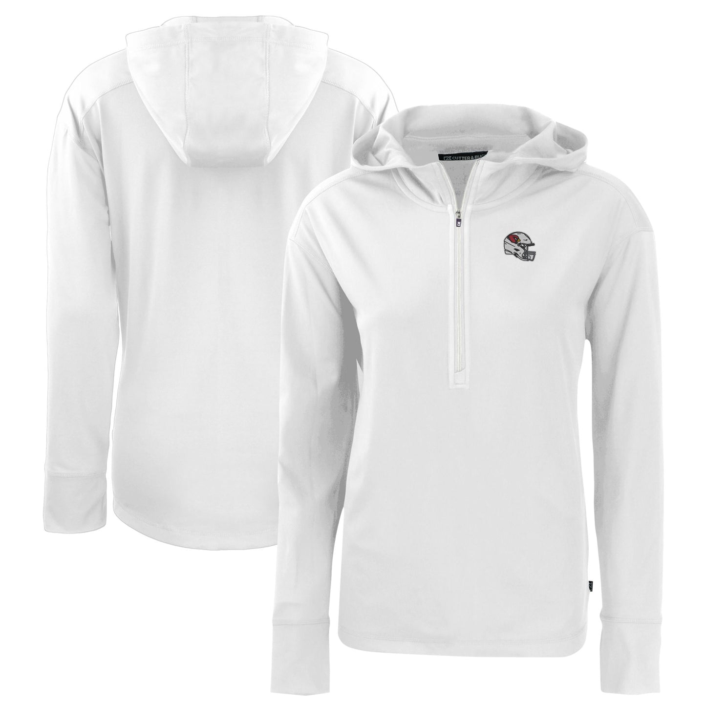 Women's Cutter & Buck White Arizona Cardinals Helmet Daybreak Eco Recycled Half-Zip Hoodie