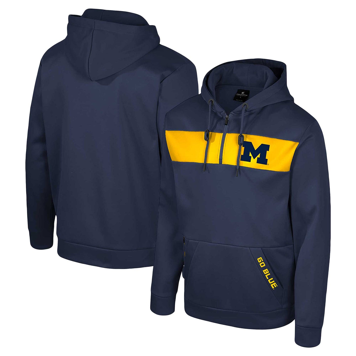 Men's Colosseum Navy Michigan Wolverines Quarter-Zip Hoodie