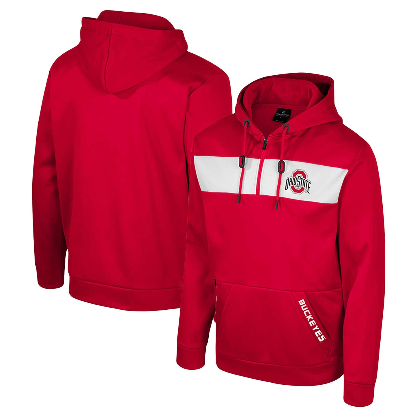 Men's Colosseum Scarlet Ohio State Buckeyes Quarter-Zip Hoodie