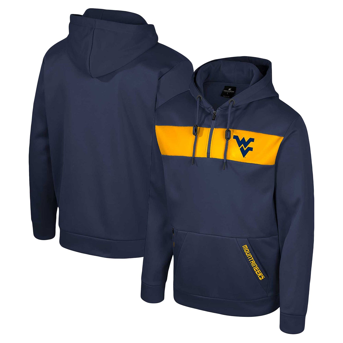 Men's Colosseum Navy West Virginia Mountaineers Quarter-Zip Hoodie