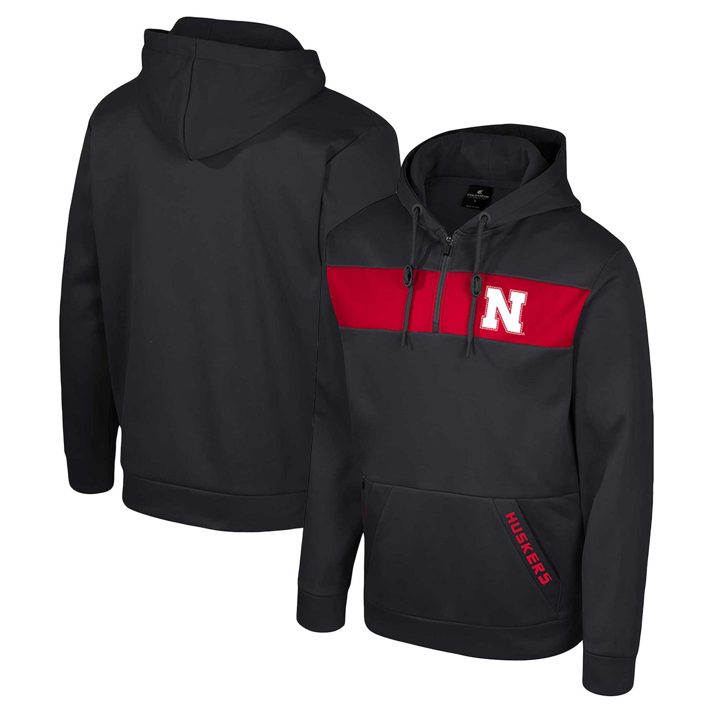 Men's Colosseum Black Nebraska Huskers Quarter-Zip Hoodie