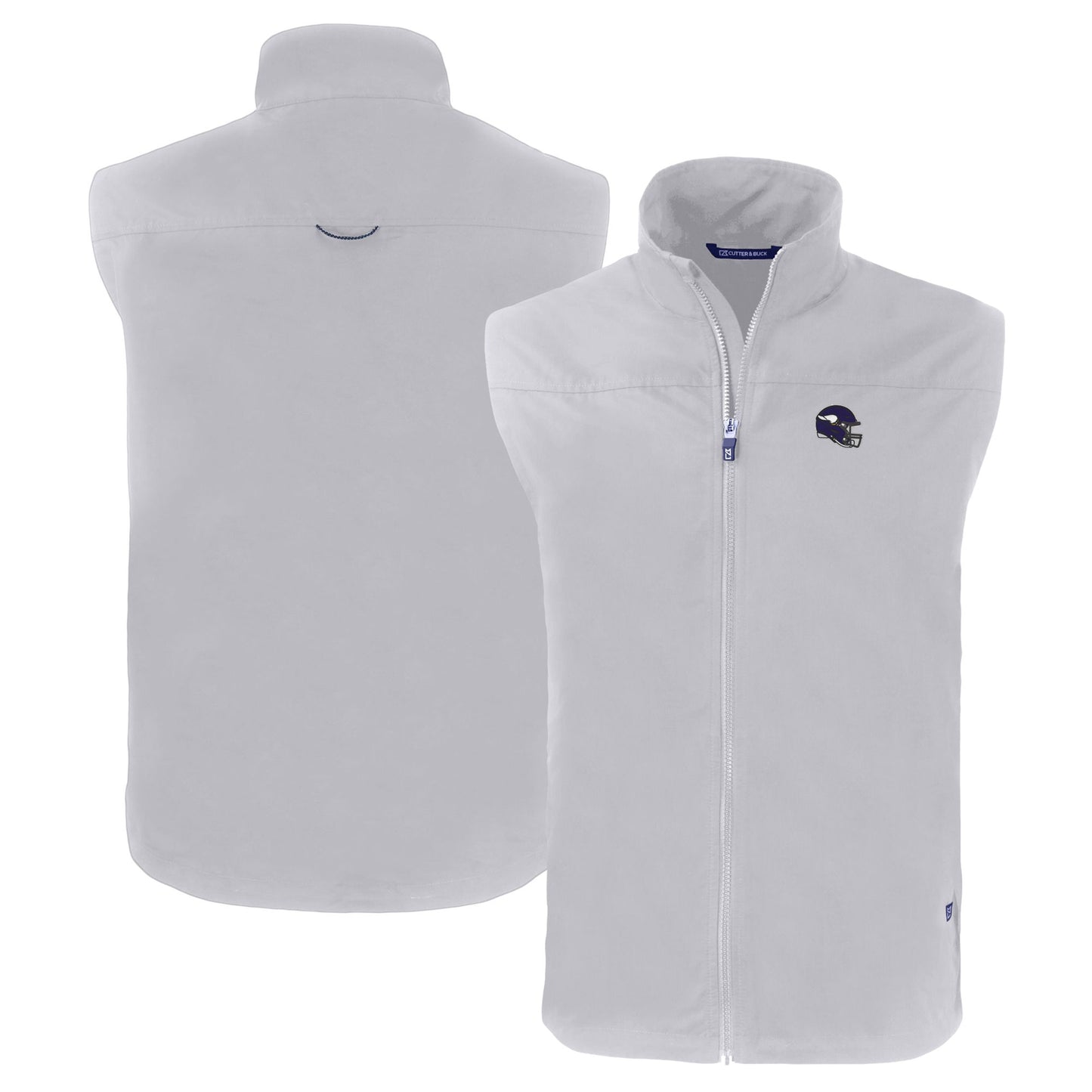 Men's Cutter & Buck Gray Minnesota Vikings Helmet Charter Eco Recycled Full-Zip Vest