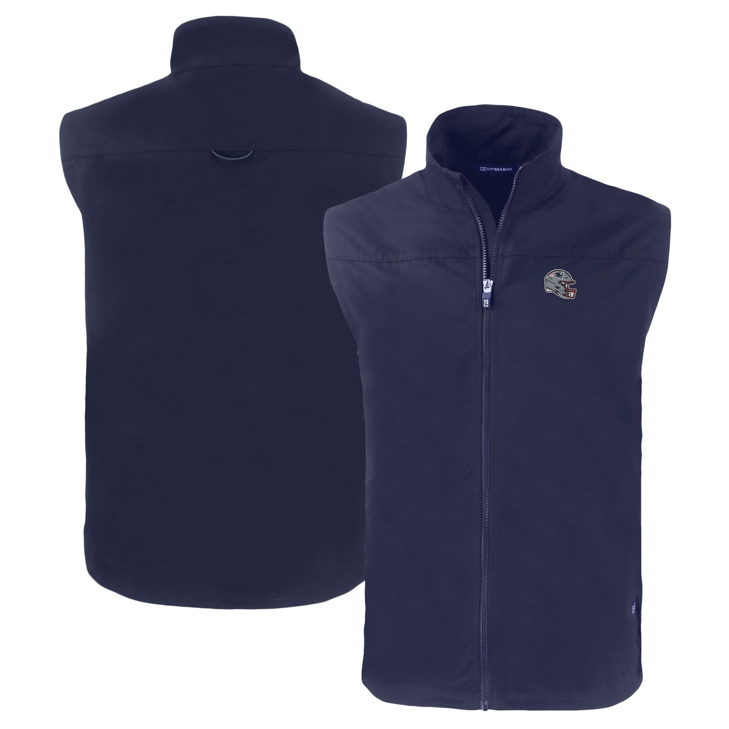 Men's Cutter & Buck Navy New England Patriots Helmet Charter Eco Recycled Full-Zip Vest