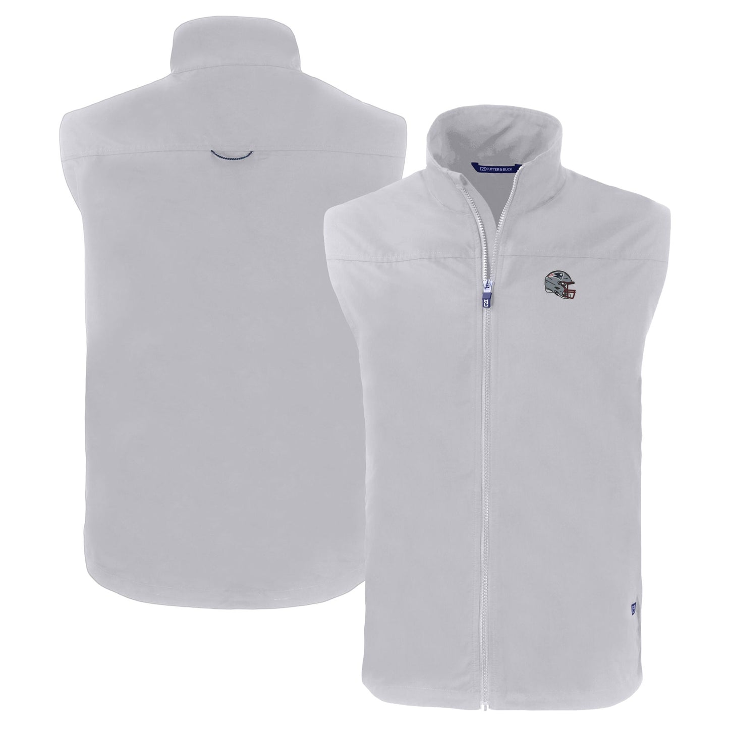 Men's Cutter & Buck Gray New England Patriots Helmet Charter Eco Recycled Full-Zip Vest
