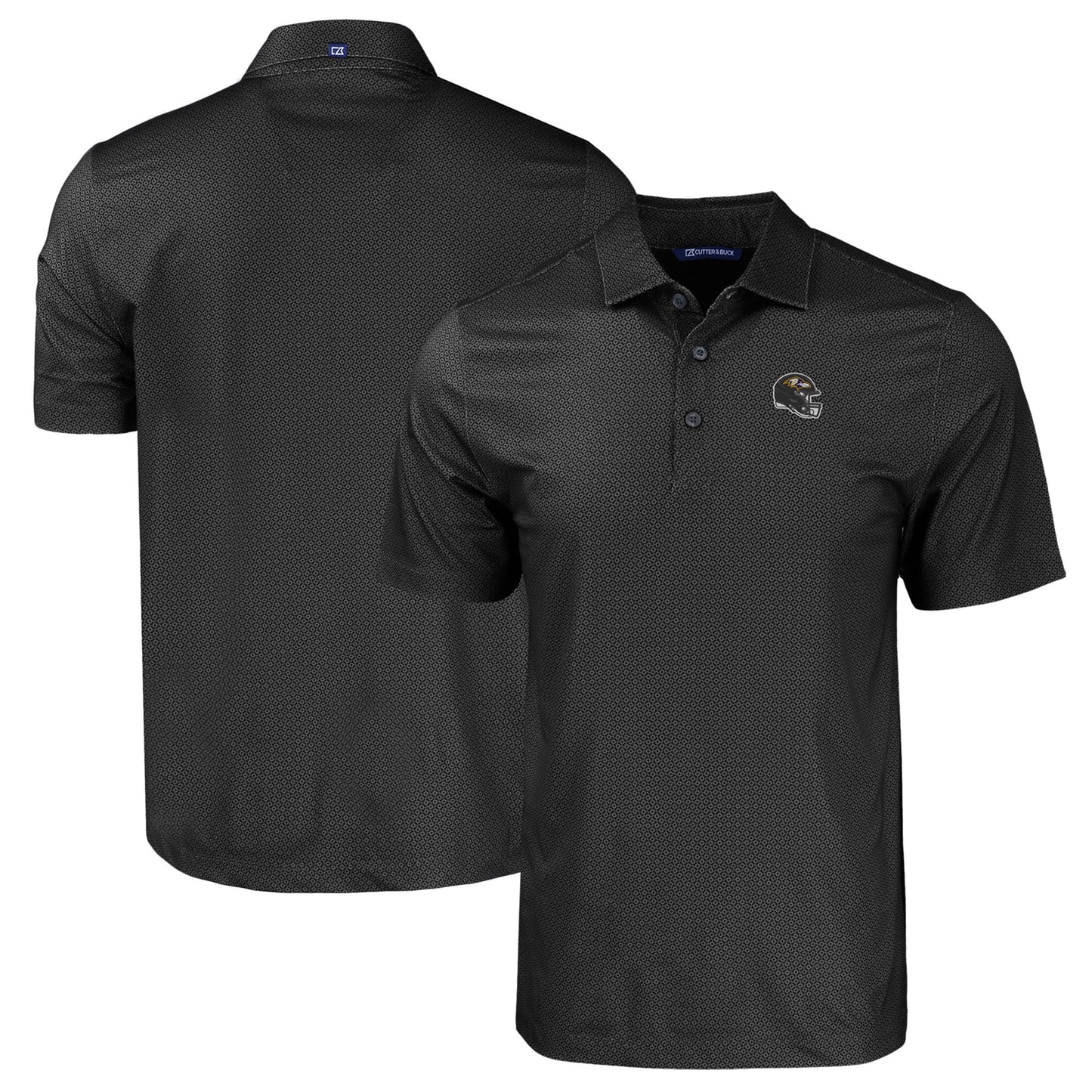 Men's Cutter & Buck Black Baltimore Ravens Helmet Big & Tall Pike Eco Tonal Geo Print Stretch Recycled Polo