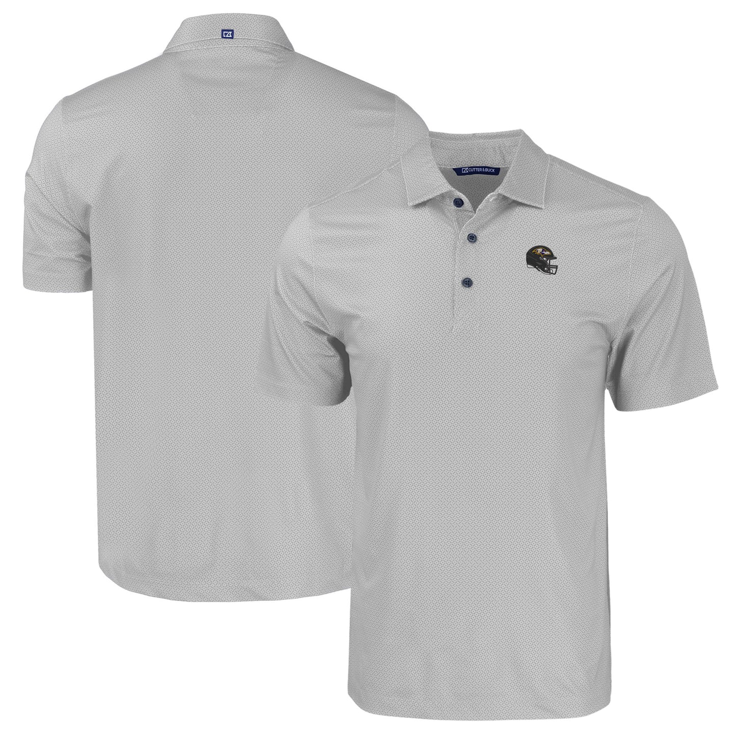 Men's Cutter & Buck Gray Baltimore Ravens Helmet Big & Tall Pike Eco Tonal Geo Print Stretch Recycled Polo