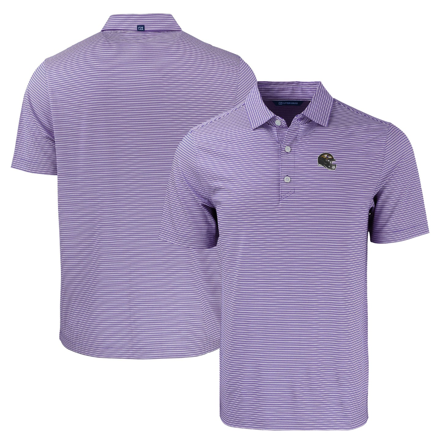 Men's Cutter & Buck Purple/Purple Baltimore Ravens Helmet Forge Eco Double Stripe Stretch Recycled Polo