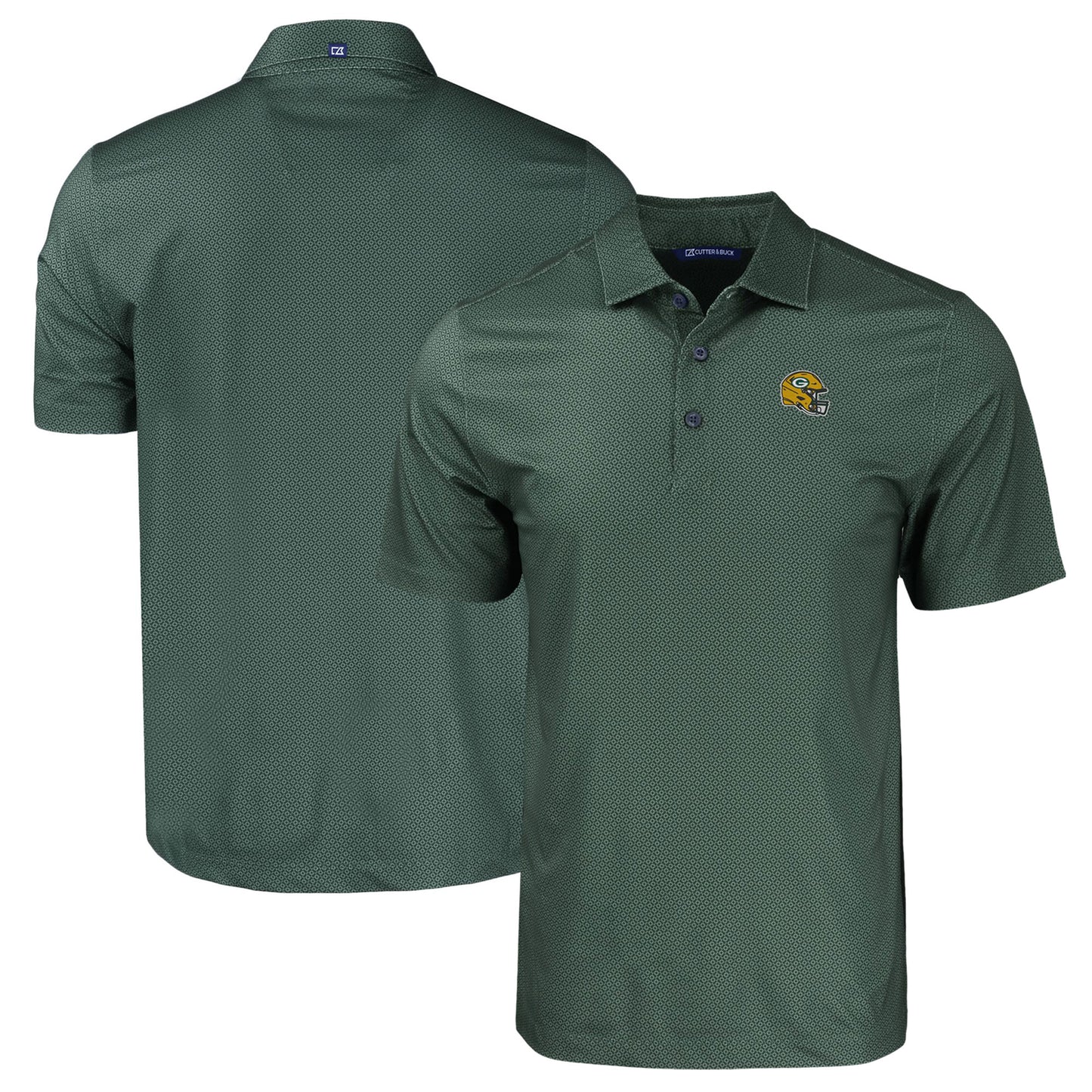 Men's Cutter & Buck Green Green Bay Packers Helmet Big & Tall Pike Eco Tonal Geo Print Stretch Recycled Polo