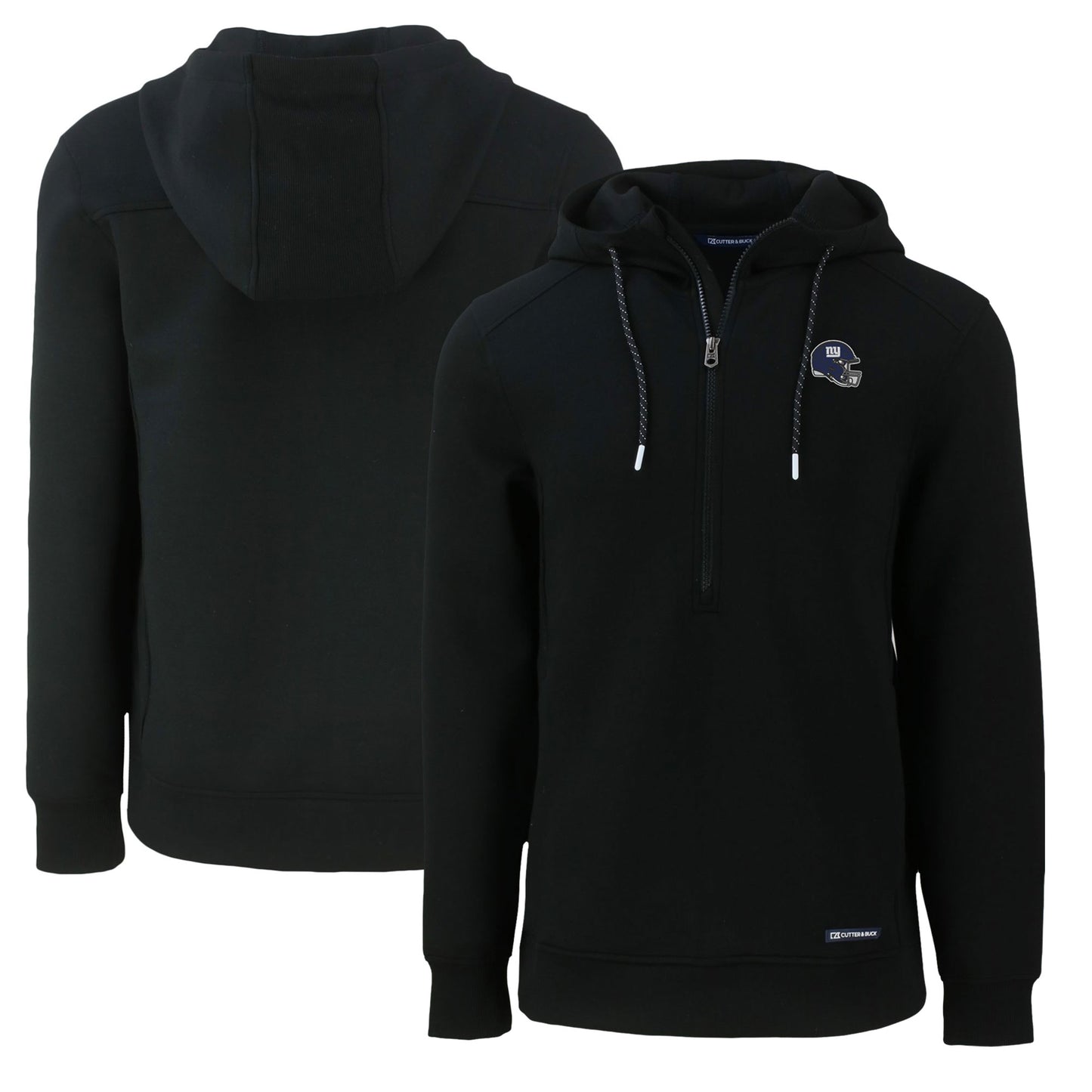 Men's Cutter & Buck Black New York Giants Helmet Roam Eco Half-Zip Recycled Pullover Hoodie