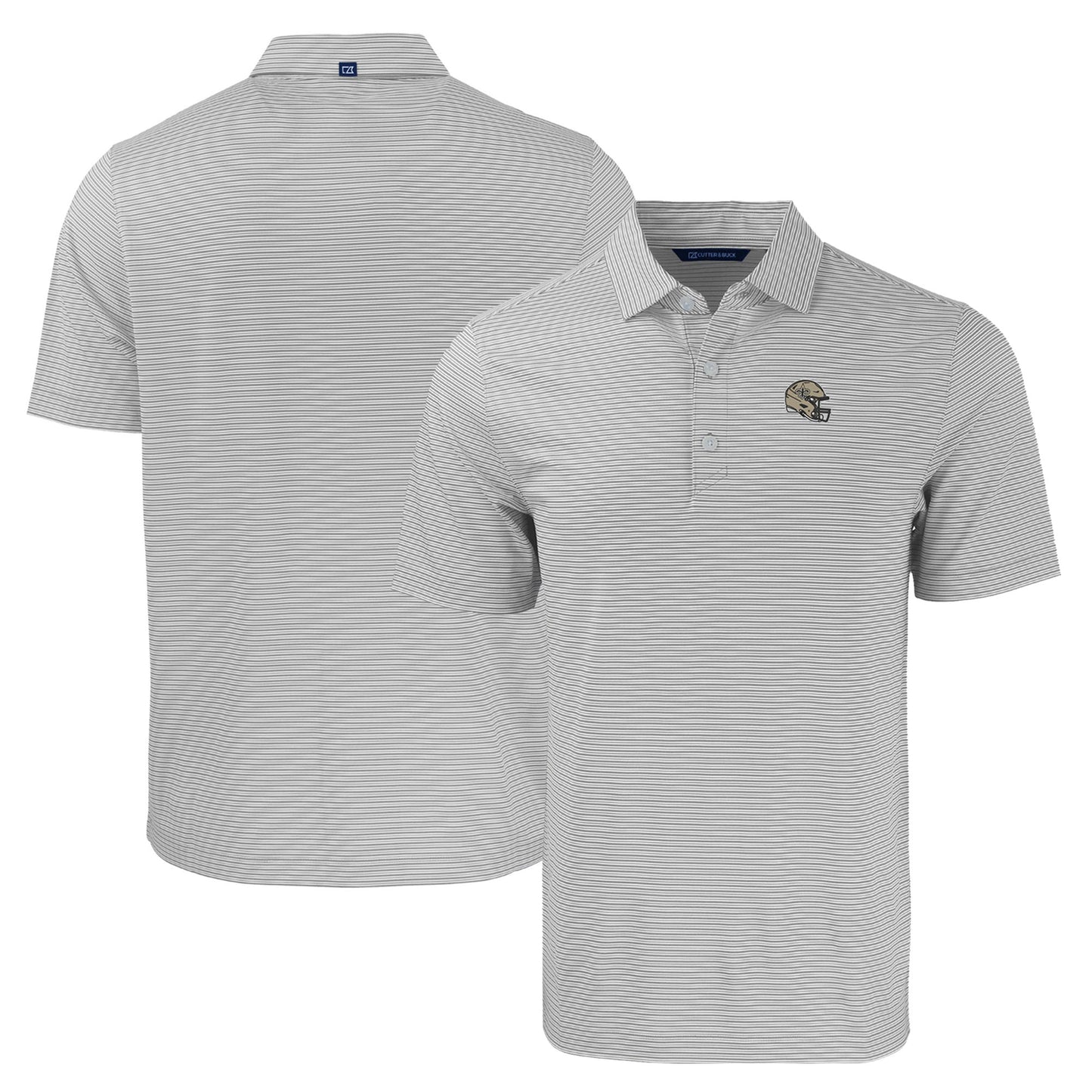 Men's Cutter & Buck Gray/White New Orleans Saints Helmet Forge Eco Double Stripe Stretch Recycled Polo
