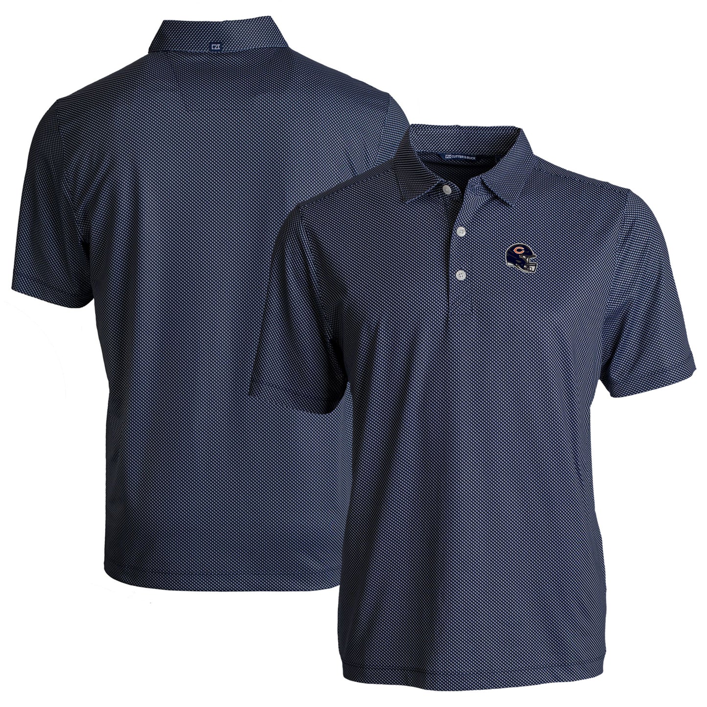 Men's Cutter & Buck Navy/White Chicago Bears Helmet Big & Tall Pike Eco Symmetry Print Stretch Recycled Polo