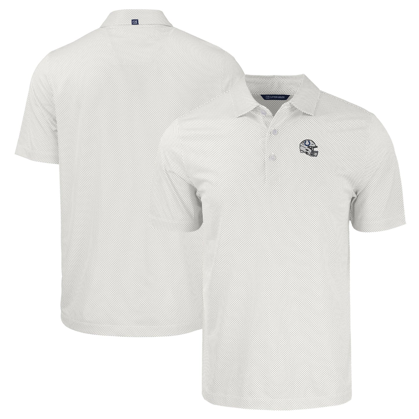 Men's Cutter & Buck White/Gray Indianapolis Colts Helmet Big & Tall Pike Eco Symmetry Print Stretch Recycled Polo