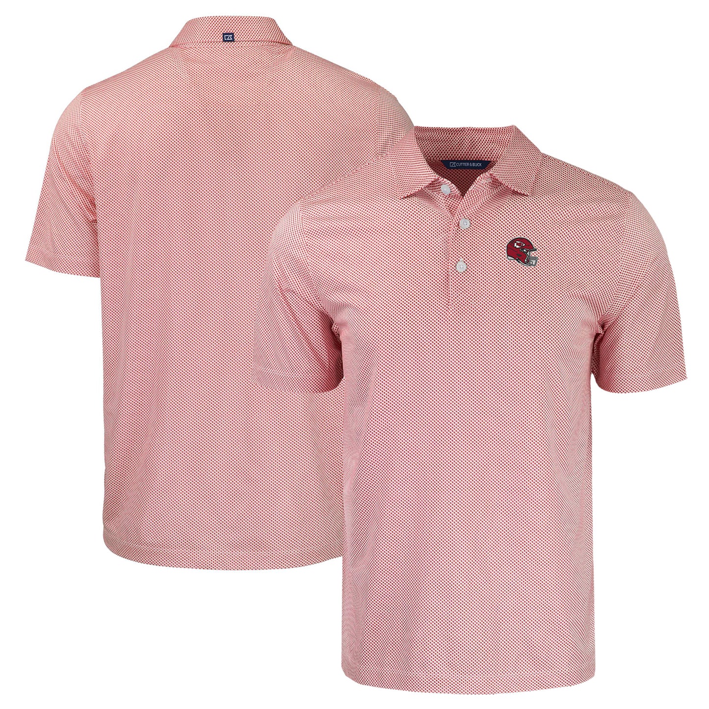 Men's Cutter & Buck White/Red Kansas City Chiefs Helmet Big & Tall Pike Eco Symmetry Print Stretch Recycled Polo