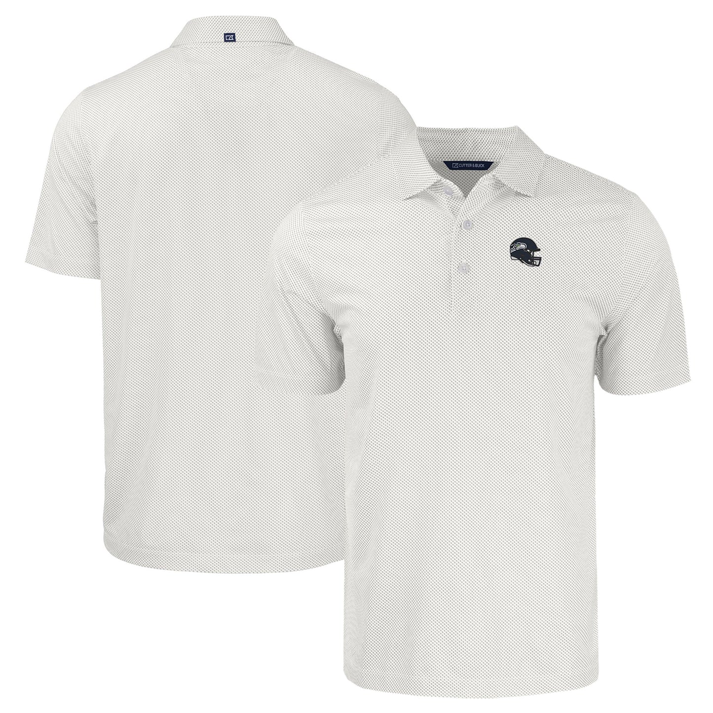 Men's Cutter & Buck White/Gray Seattle Seahawks Helmet Big & Tall Pike Eco Symmetry Print Stretch Recycled Polo