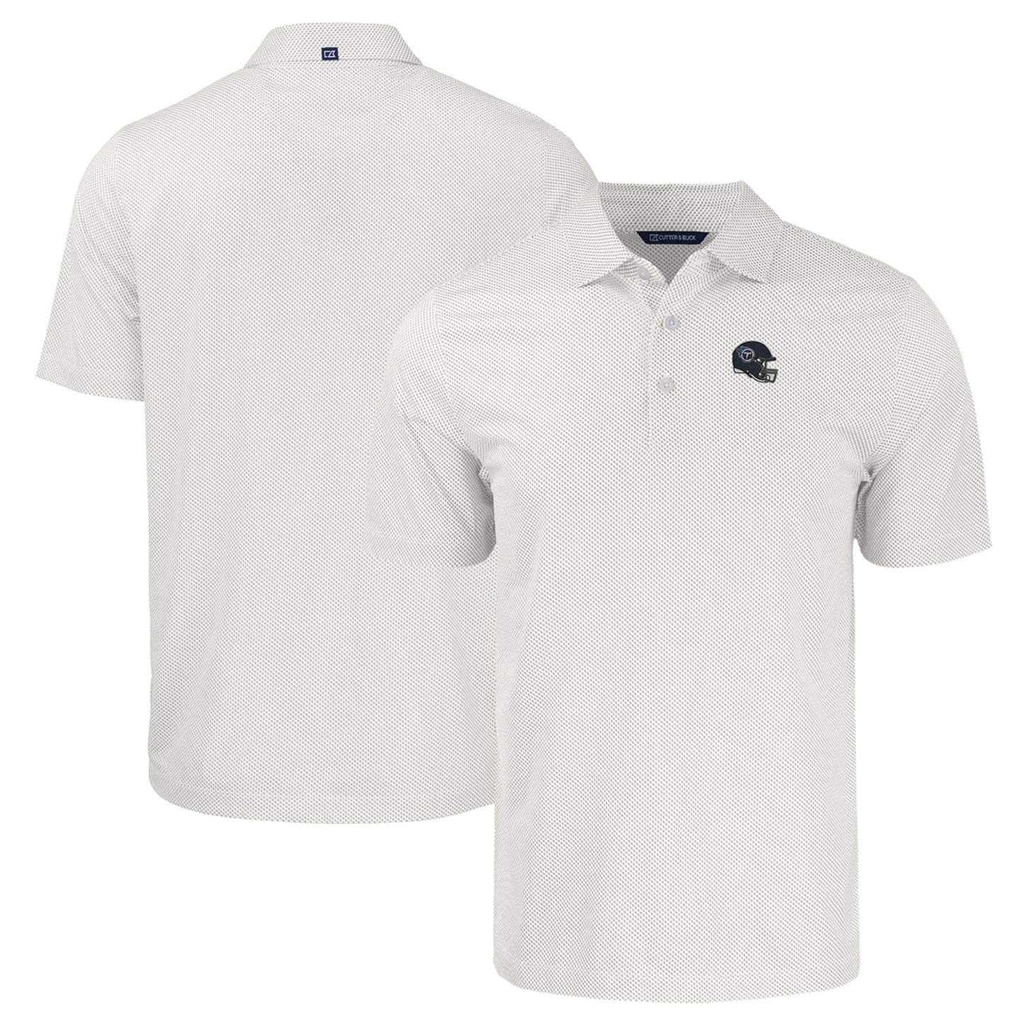 Men's Cutter & Buck White/Gray Tennessee Titans Helmet Big & Tall Pike Eco Symmetry Print Stretch Recycled Polo