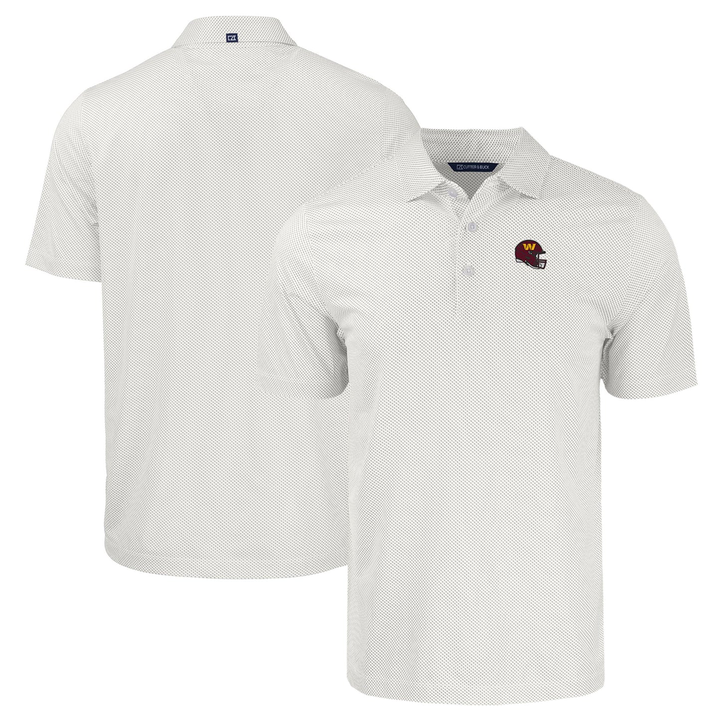 Men's Cutter & Buck White/Gray Washington Commanders Helmet Big & Tall Pike Eco Symmetry Print Stretch Recycled Polo