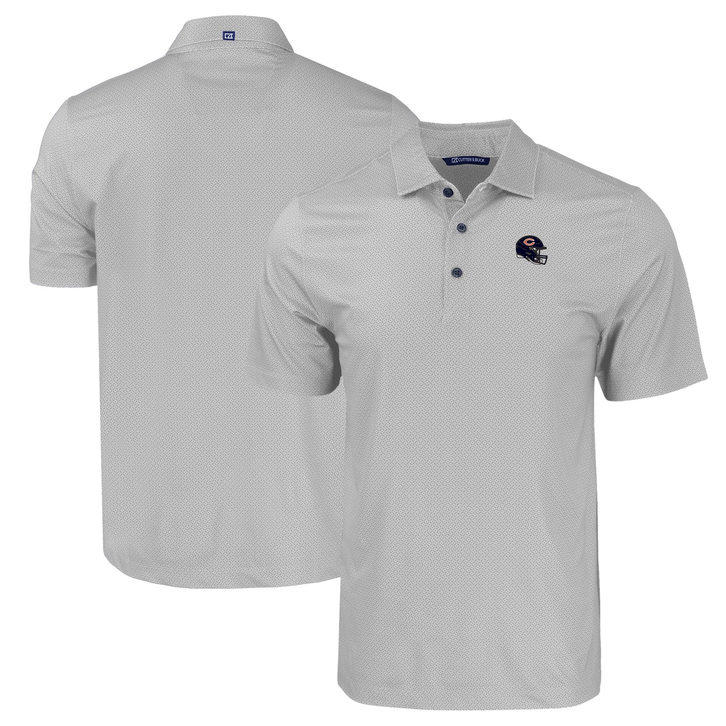 Men's Cutter & Buck Gray Chicago Bears Helmet Big & Tall Pike Eco Tonal Geo Print Stretch Recycled Polo