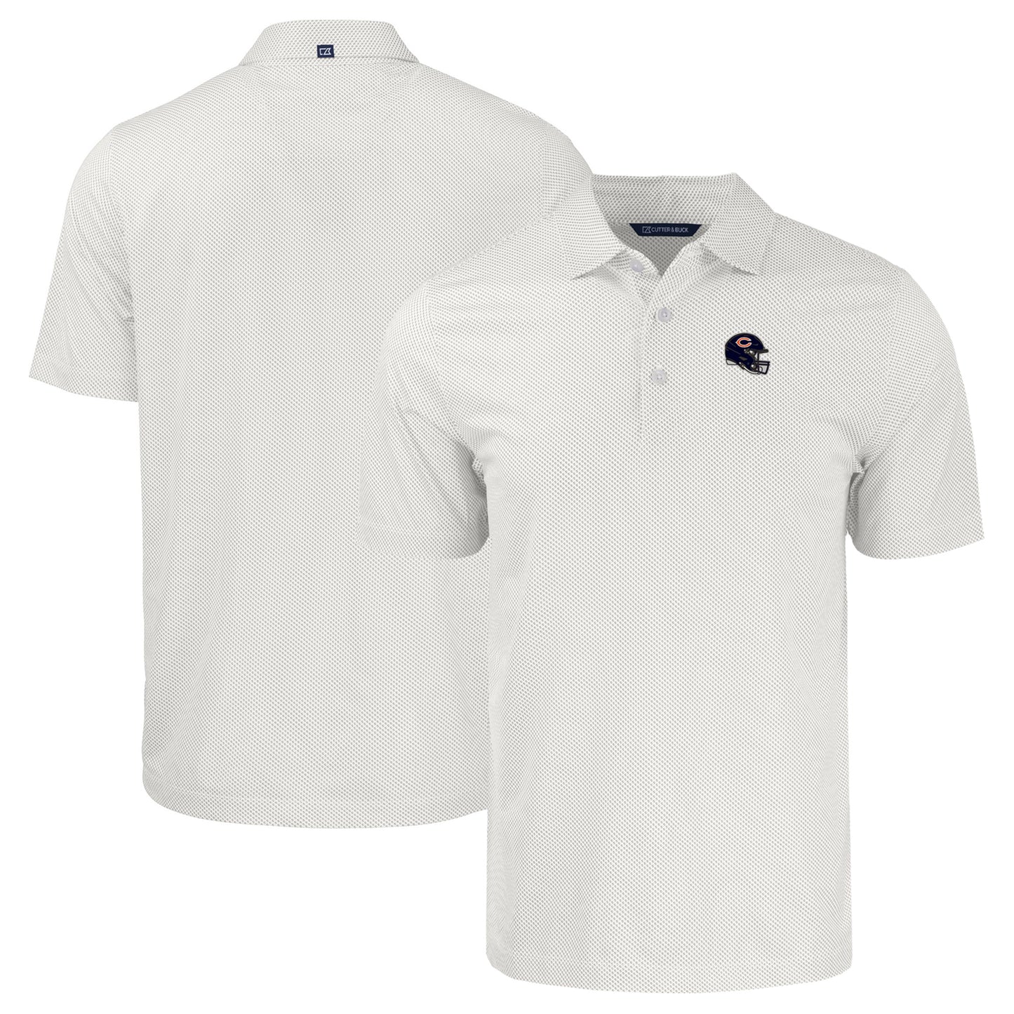 Men's Cutter & Buck White Chicago Bears Helmet Big & Tall Pike Eco Symmetry Print Stretch Recycled Polo