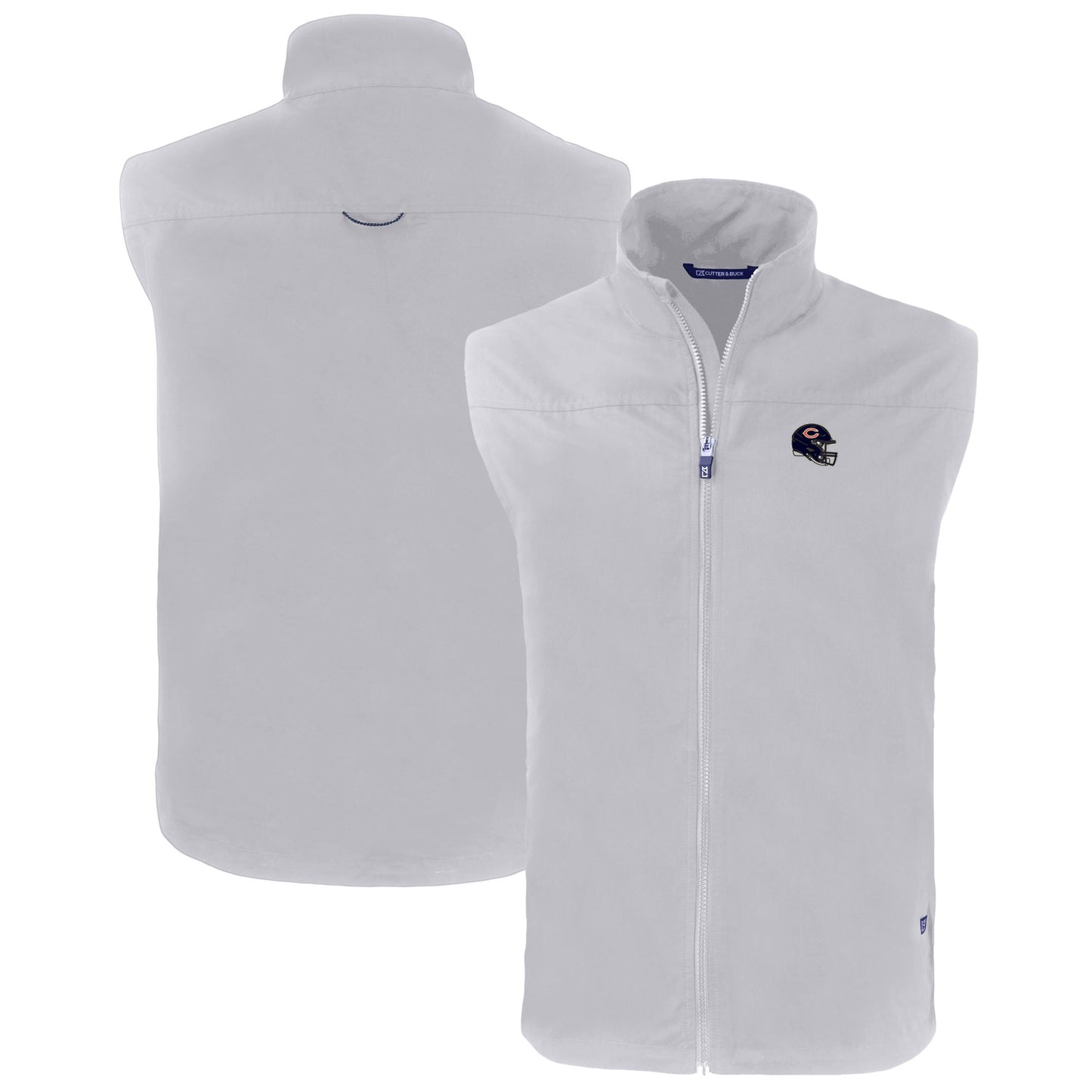 Men's Cutter & Buck Gray Chicago Bears Helmet Big & Tall Charter Eco Full-Zip Vest