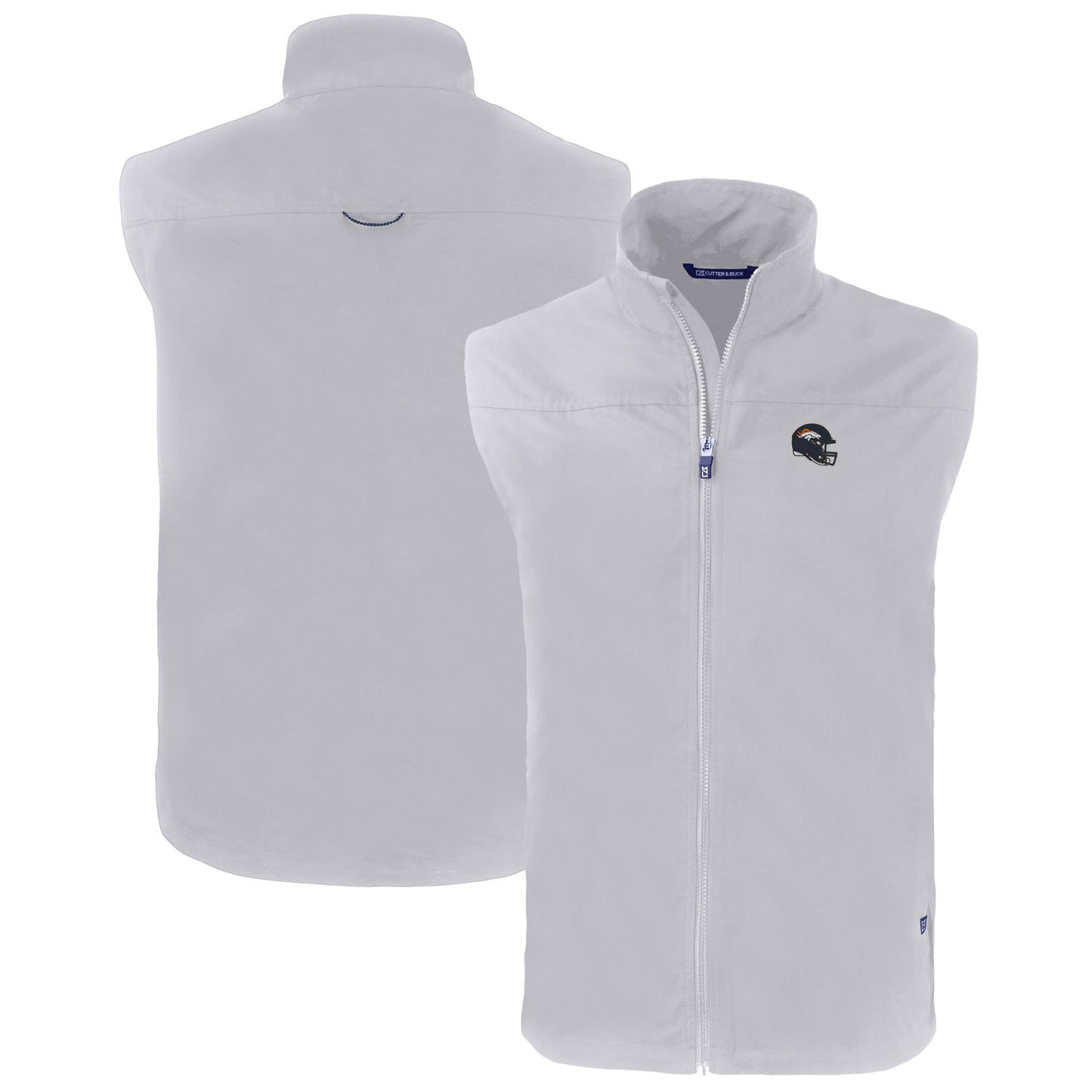 Men's Cutter & Buck Gray Denver Broncos Helmet Big & Tall Charter Eco Full-Zip Vest