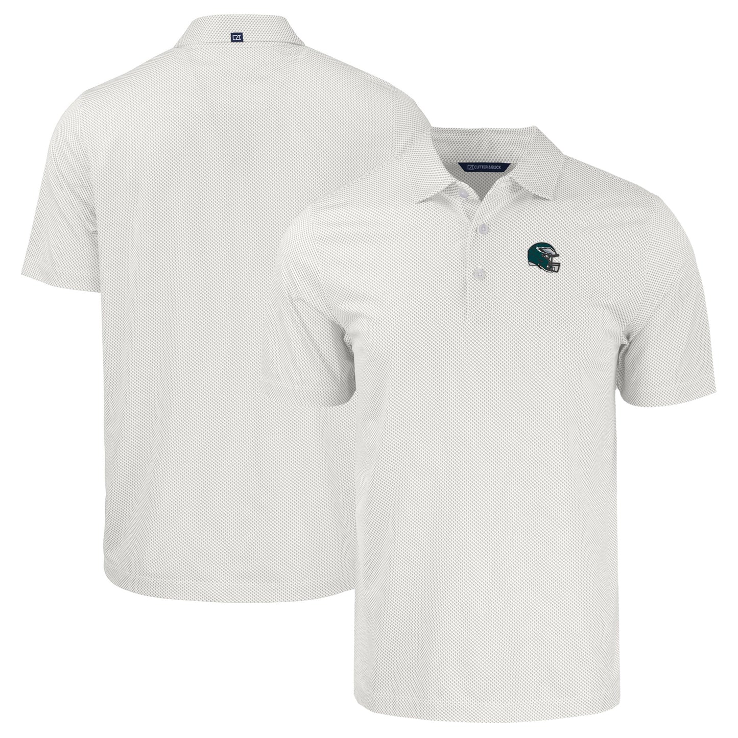 Men's Cutter & Buck White Philadelphia Eagles Helmet Big & Tall Pike Eco Symmetry Print Stretch Recycled Polo