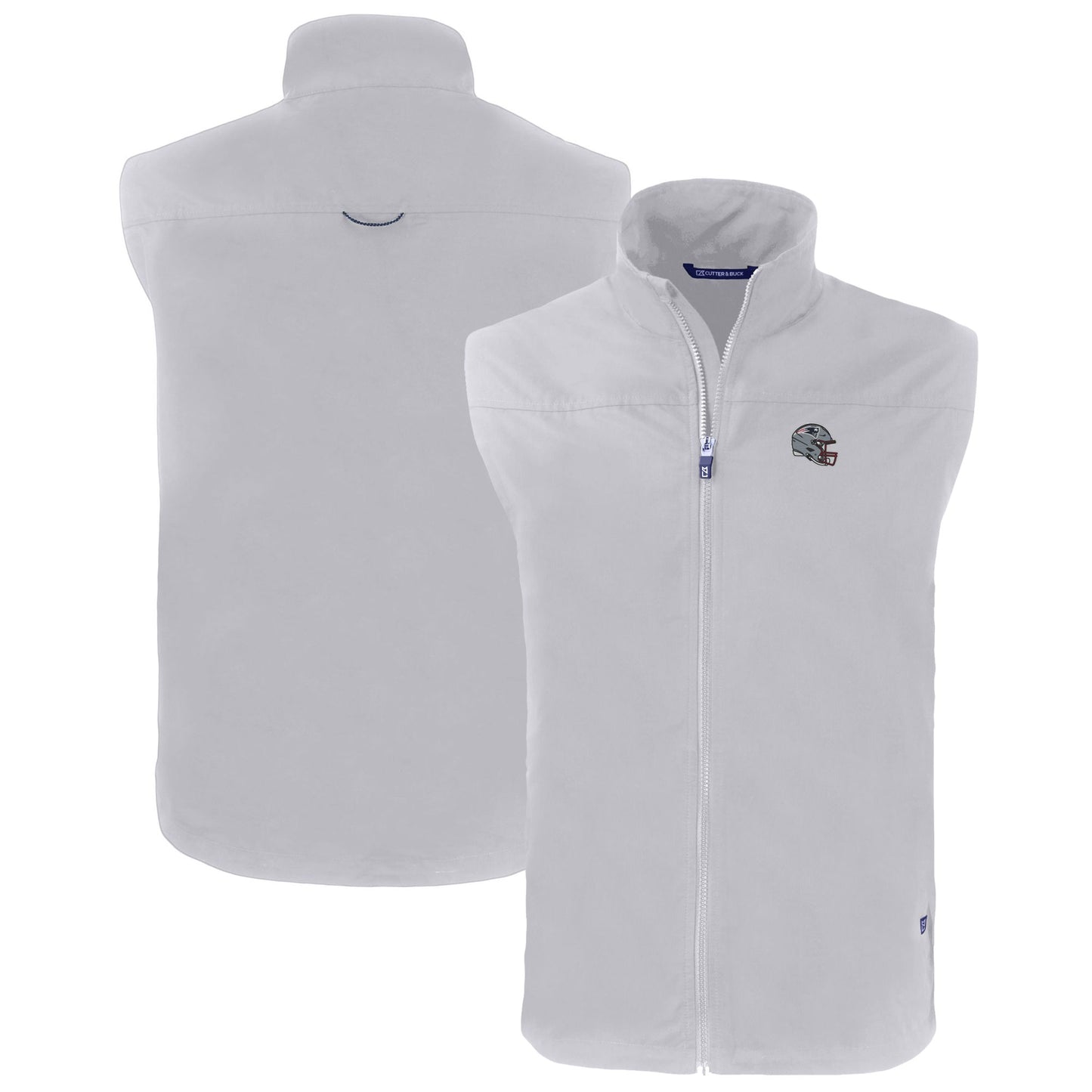 Men's Cutter & Buck Gray New England Patriots Helmet Big & Tall Charter Eco Full-Zip Vest