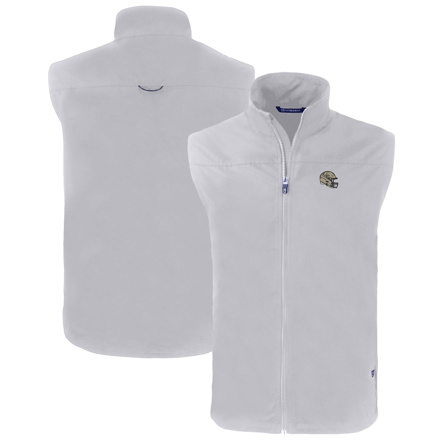 Men's Cutter & Buck Gray New Orleans Saints Helmet Big & Tall Charter Eco Full-Zip Vest