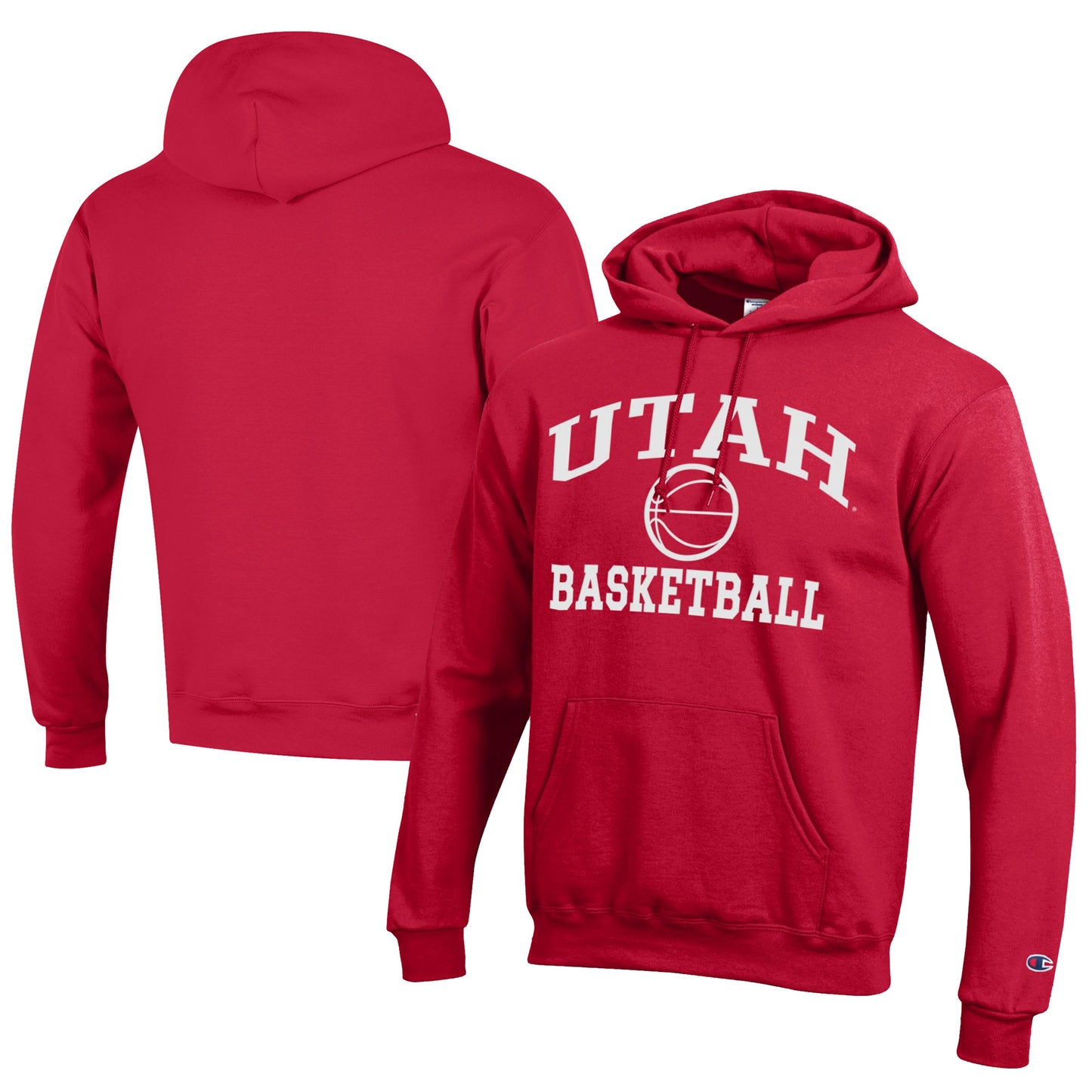 Men's Champion Red Utah Utes Icon Logo Basketball Eco Powerblend Pullover Hoodie