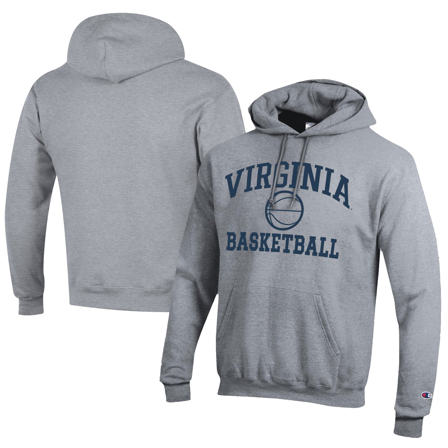 Men's Champion Gray Virginia Cavaliers Icon Logo Basketball Eco Powerblend Pullover Hoodie