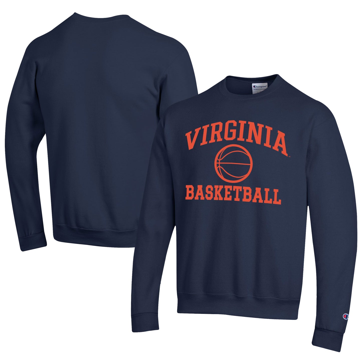 Men's Champion Navy Virginia Cavaliers Icon Logo Basketball Eco Powerblend Pullover Sweatshirt