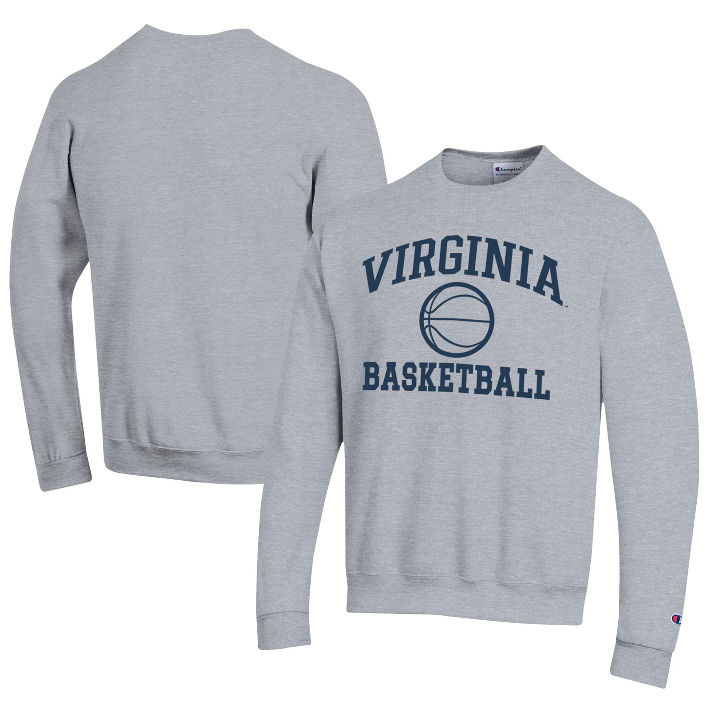 Men's Champion Gray Virginia Cavaliers Icon Logo Basketball Eco Powerblend Pullover Sweatshirt